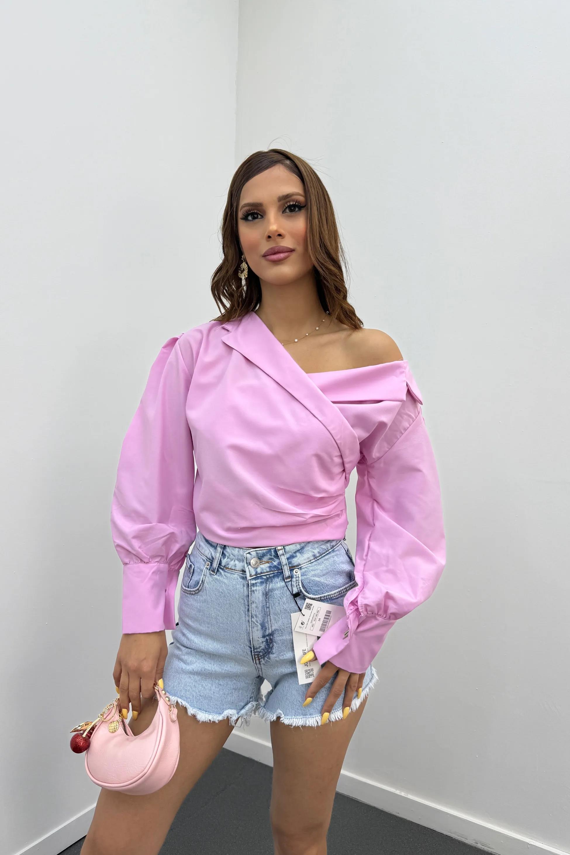 Poker Açık Kot Mavi Yüksel Bel Mini Kot Şort