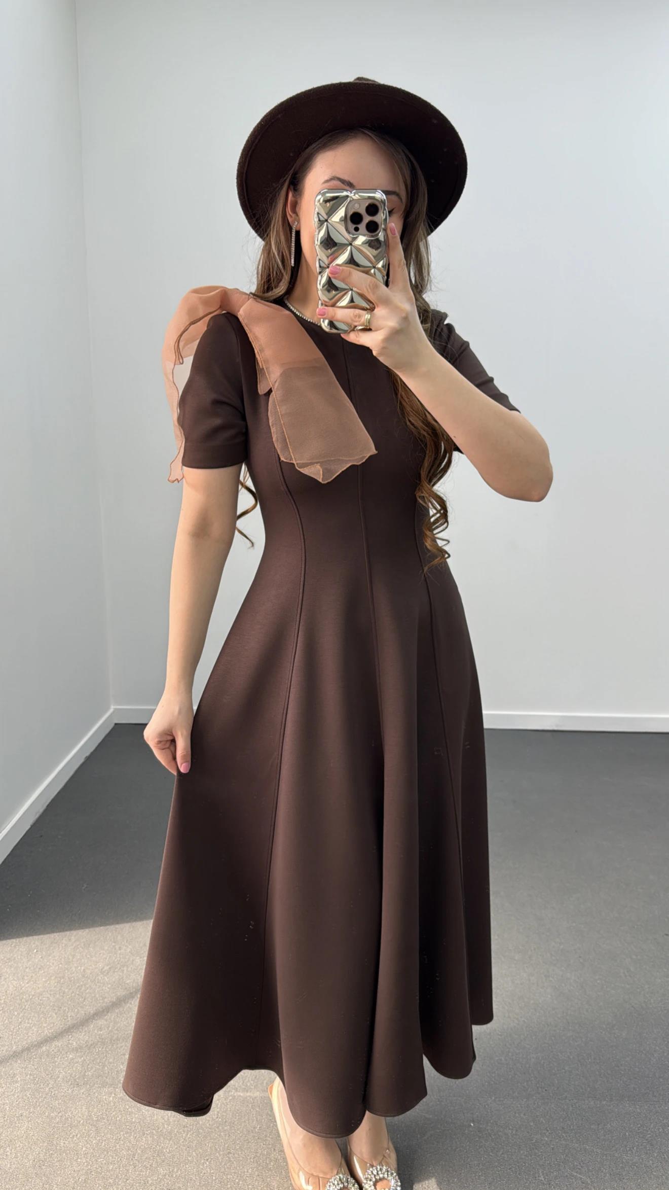 Princess Kahve Fiyonklu Premium Elbise