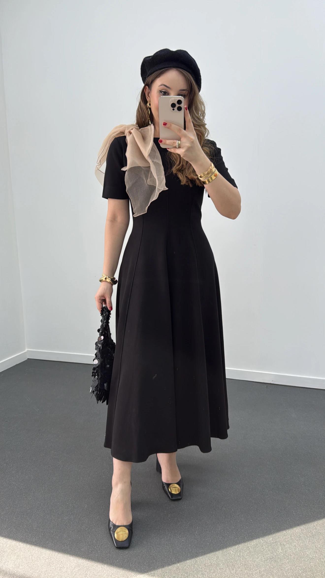 Princess Siyah Fiyonklu Premium Elbise