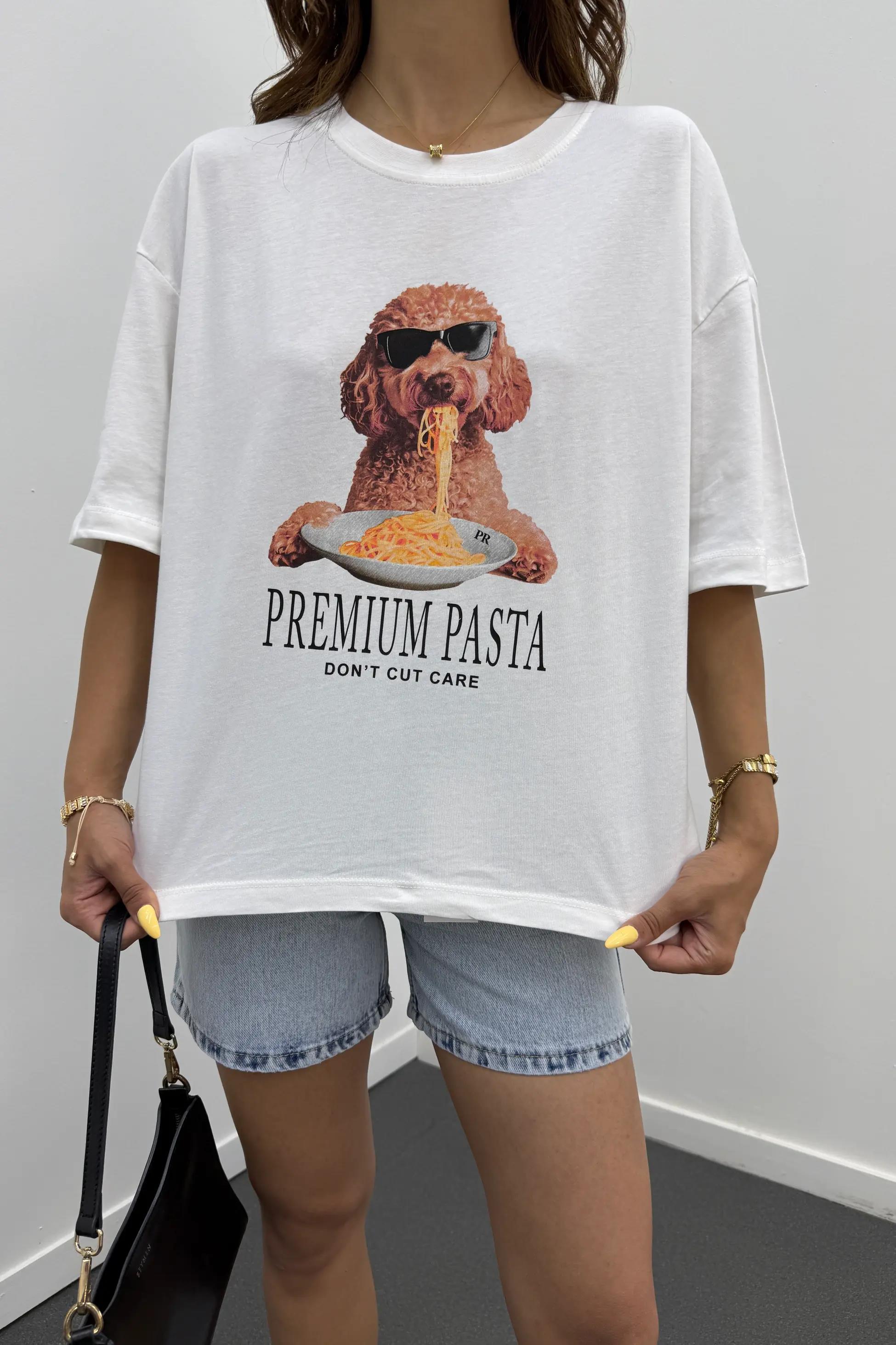 Puffy Poodle Baskılı Oversize Tshirt