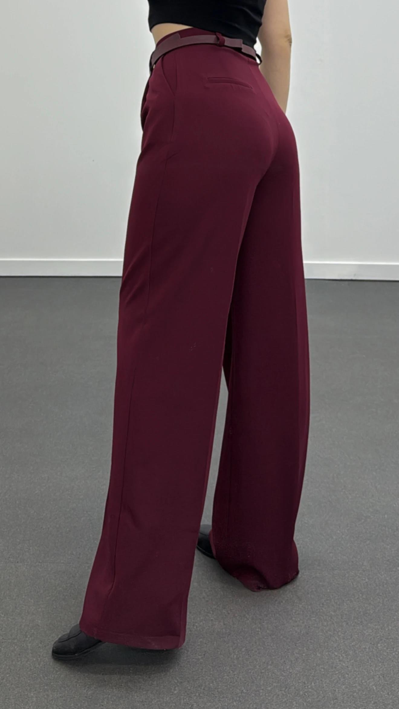 Quentin Bordo Pileli Palazzo Kumaş Pantolon