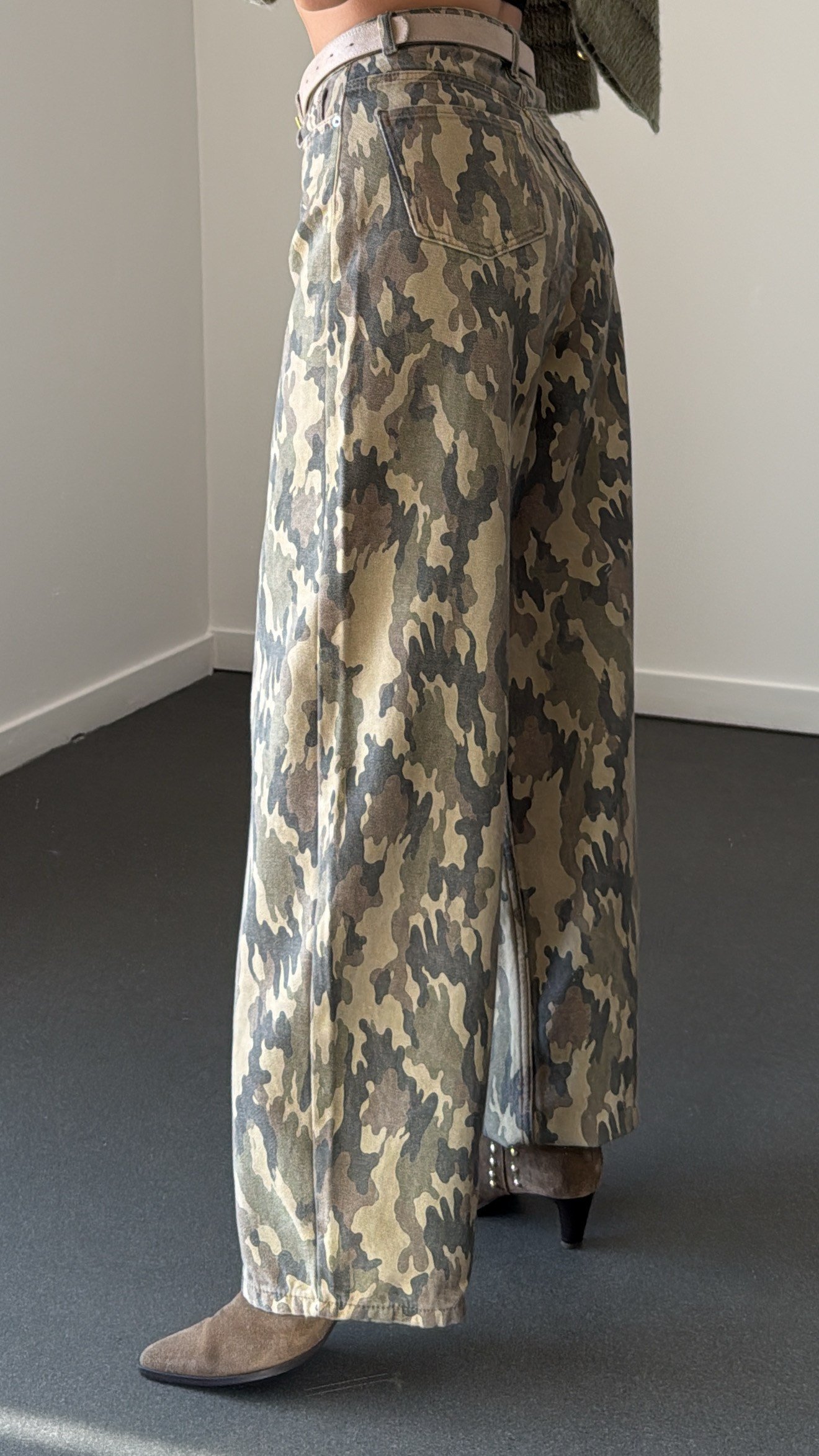 Ranger Kamuflaj Desenli Wide Leg Jeans