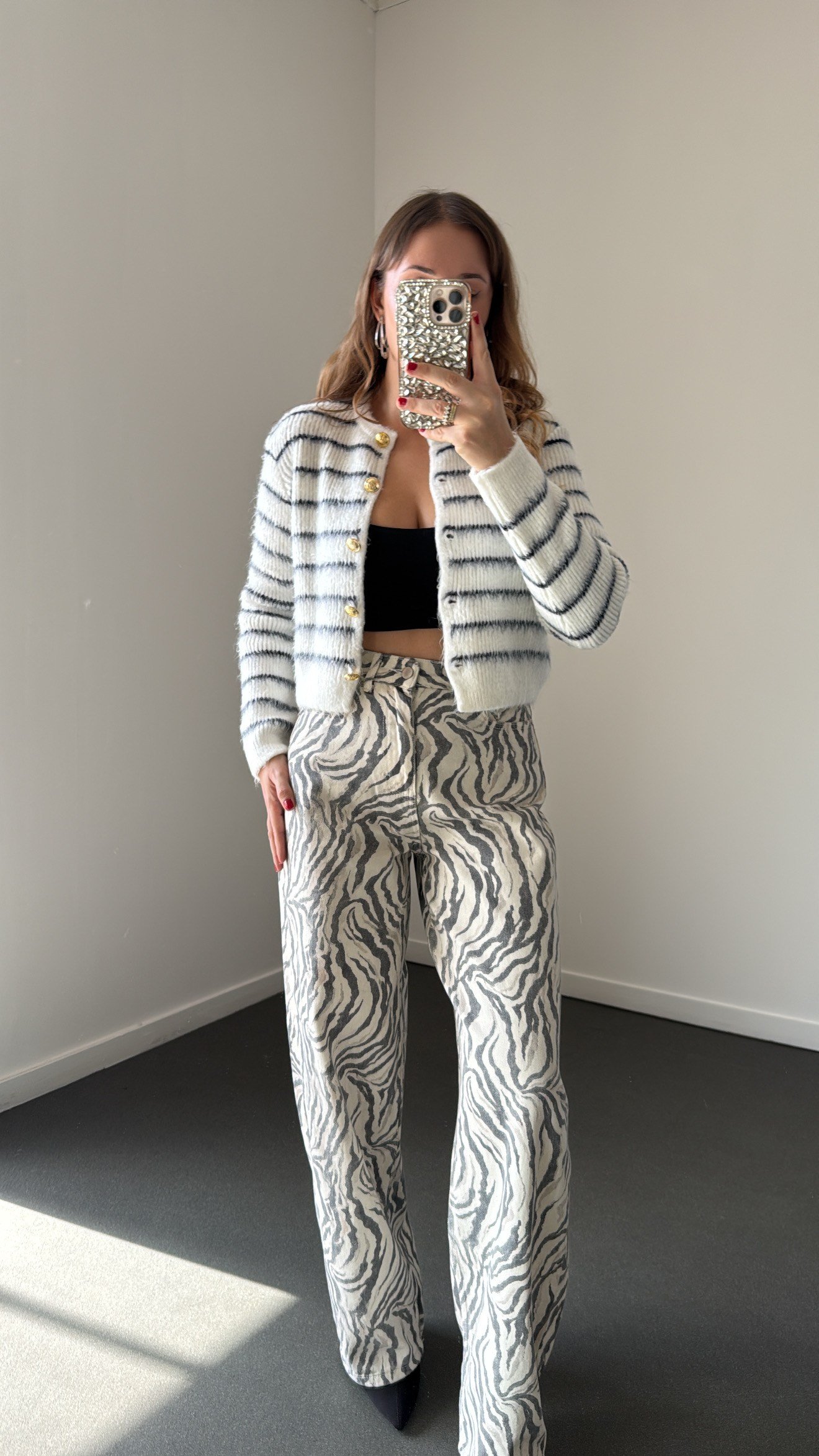 Ranger Zebra Desenli Wide Leg Jeans