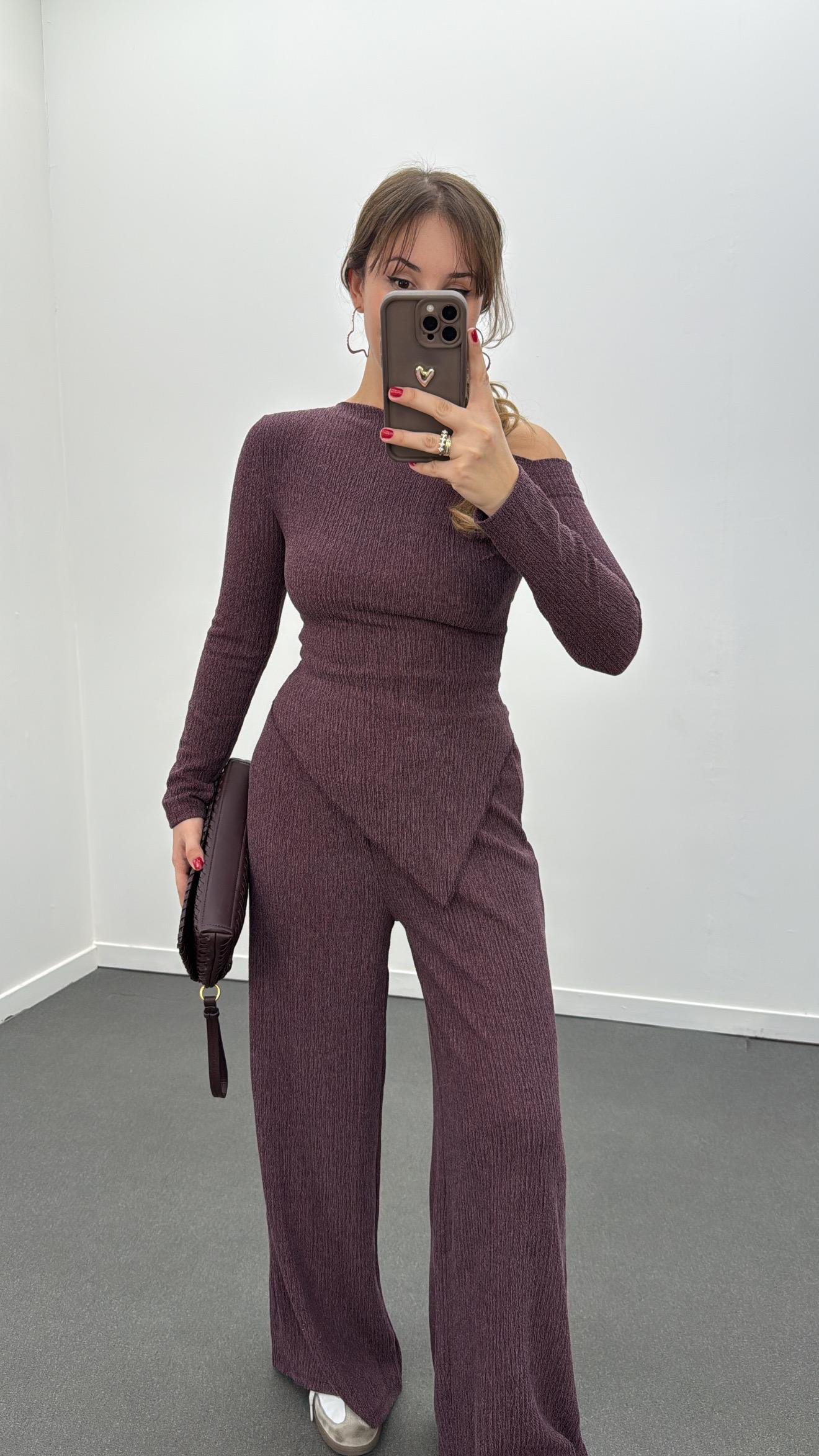 Reboul Mürdüm Asimetrik Bluz Ve Pantolon Takımı