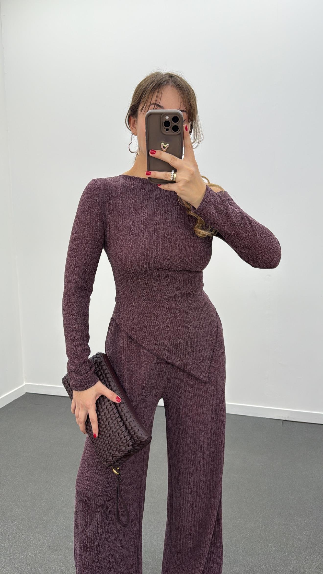 Reboul Mürdüm Asimetrik Bluz Ve Pantolon Takımı