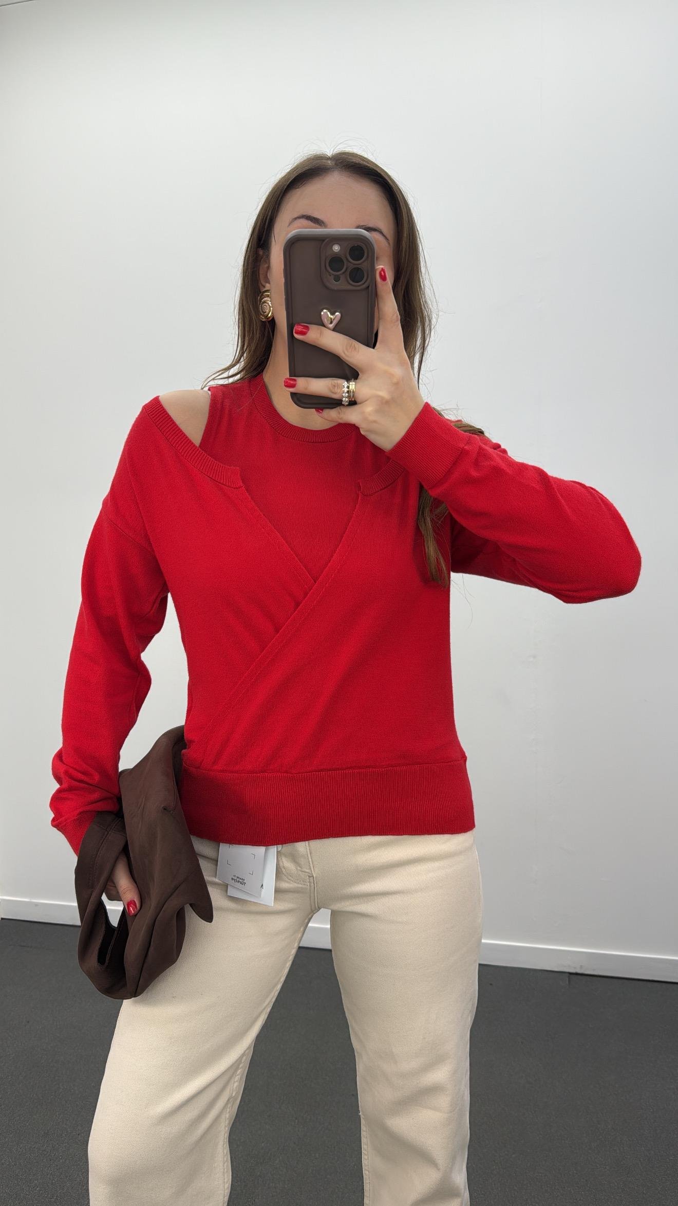 Red Velvet Kırmızı Atlet Ve Kruvaze Triko Takımı 