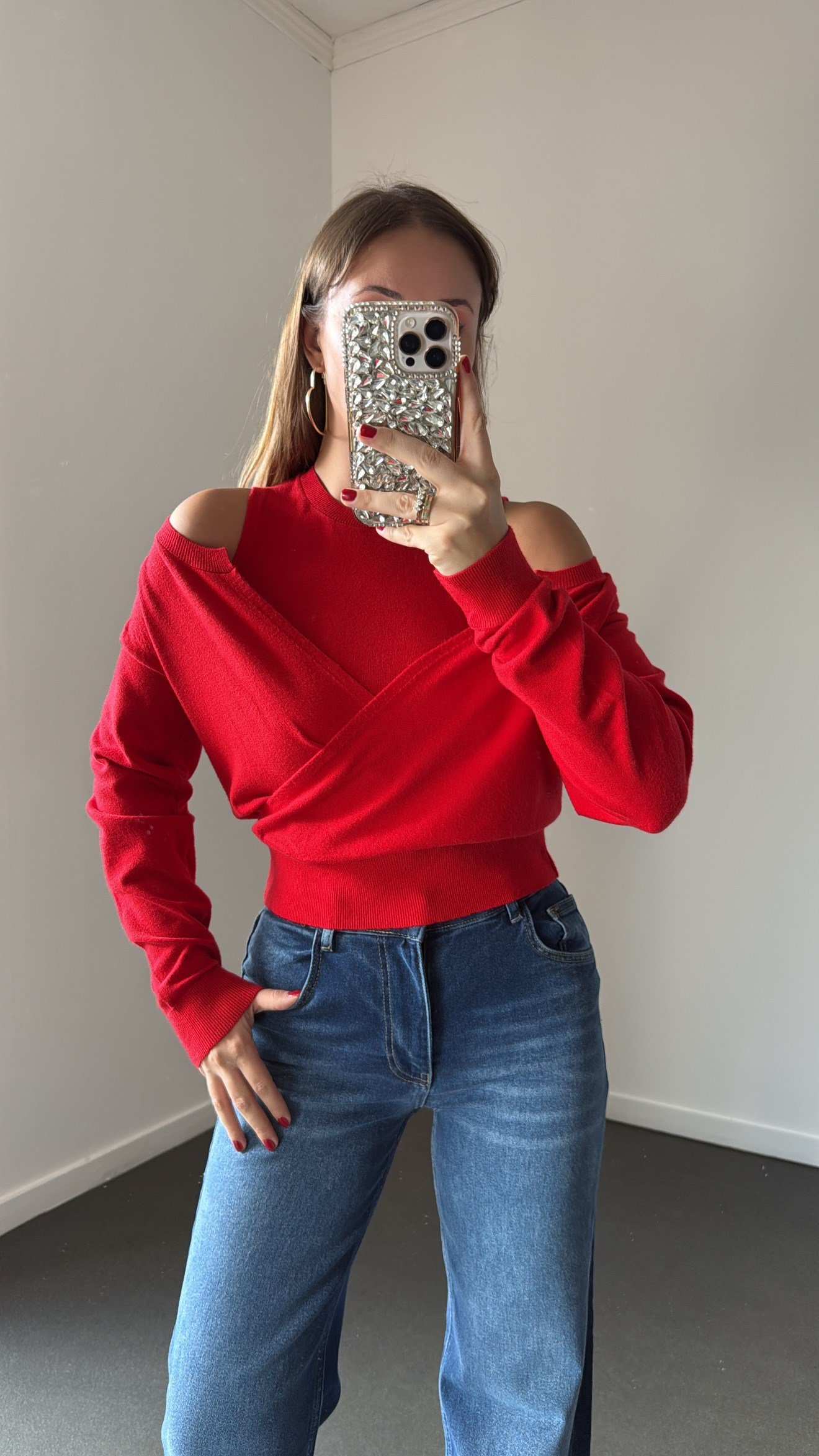 Red Velvet Kırmızı Atlet Ve Kruvaze Triko Takımı 