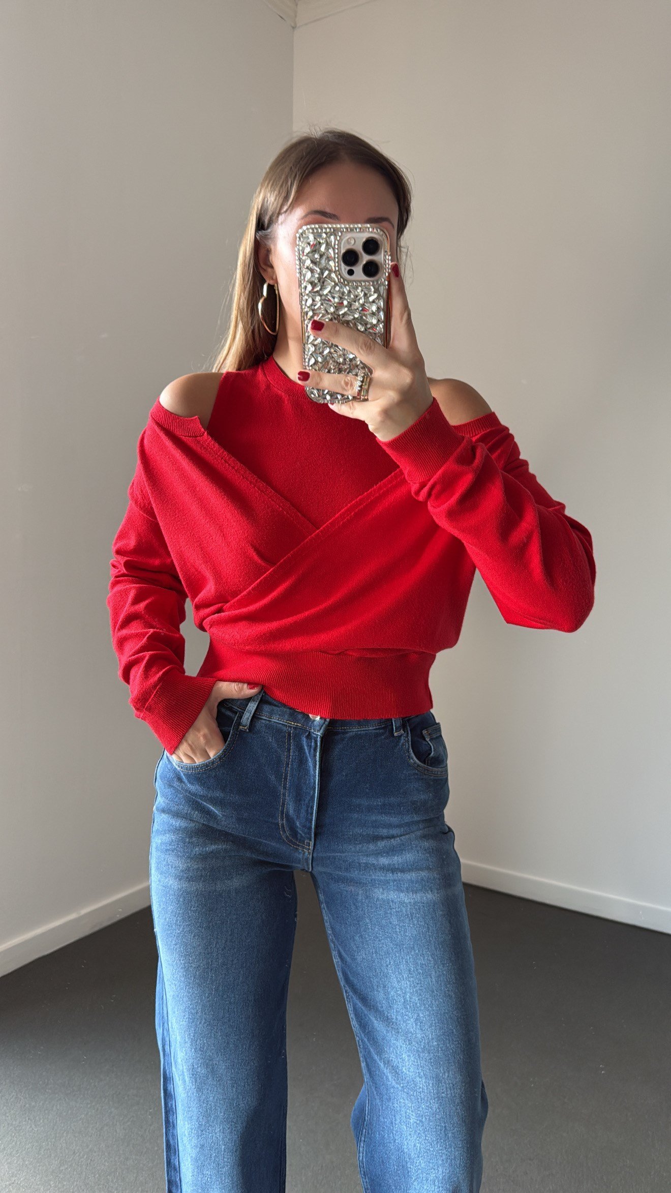 Red Velvet Kırmızı Atlet Ve Kruvaze Triko Takımı 