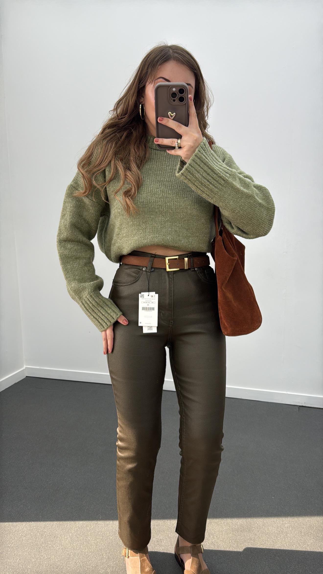 Regina Haki Bisiklet Yaka Oversıze Kazak