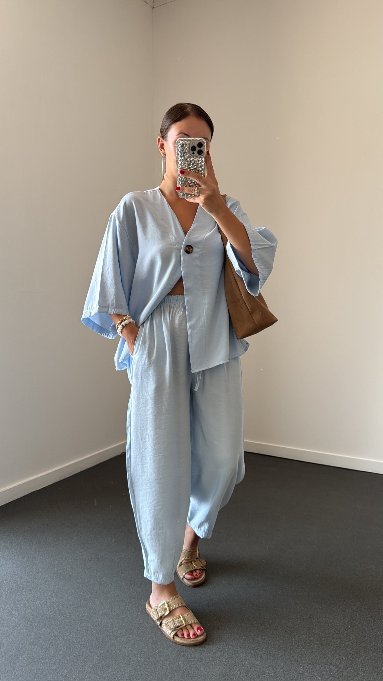 Reina Bebe Mavi Modal Kimono Ve Şalvar Pantolon Takımı