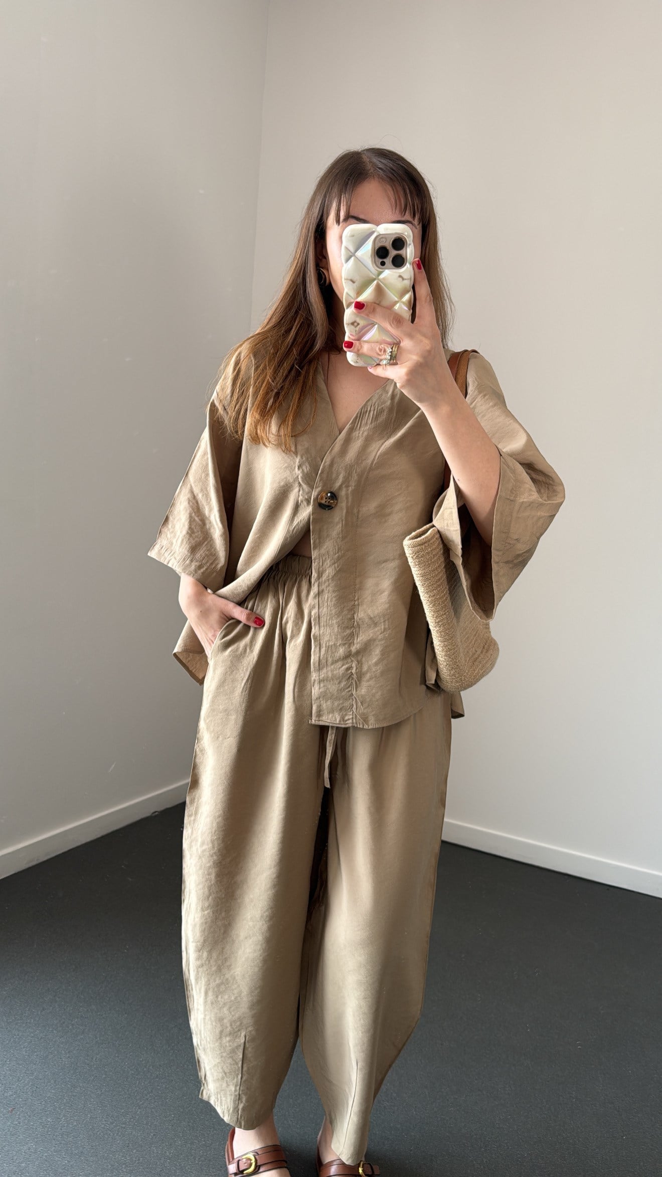 Reina Vizon Modal Kimono Ve Şalvar Pantolon Takım