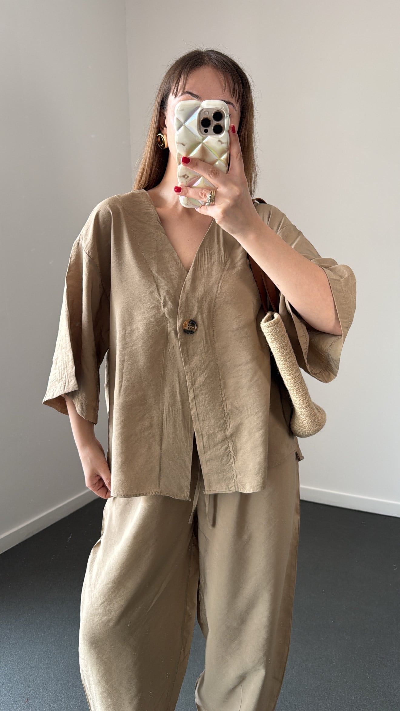 Reina Vizon Modal Kimono Ve Şalvar Pantolon Takım