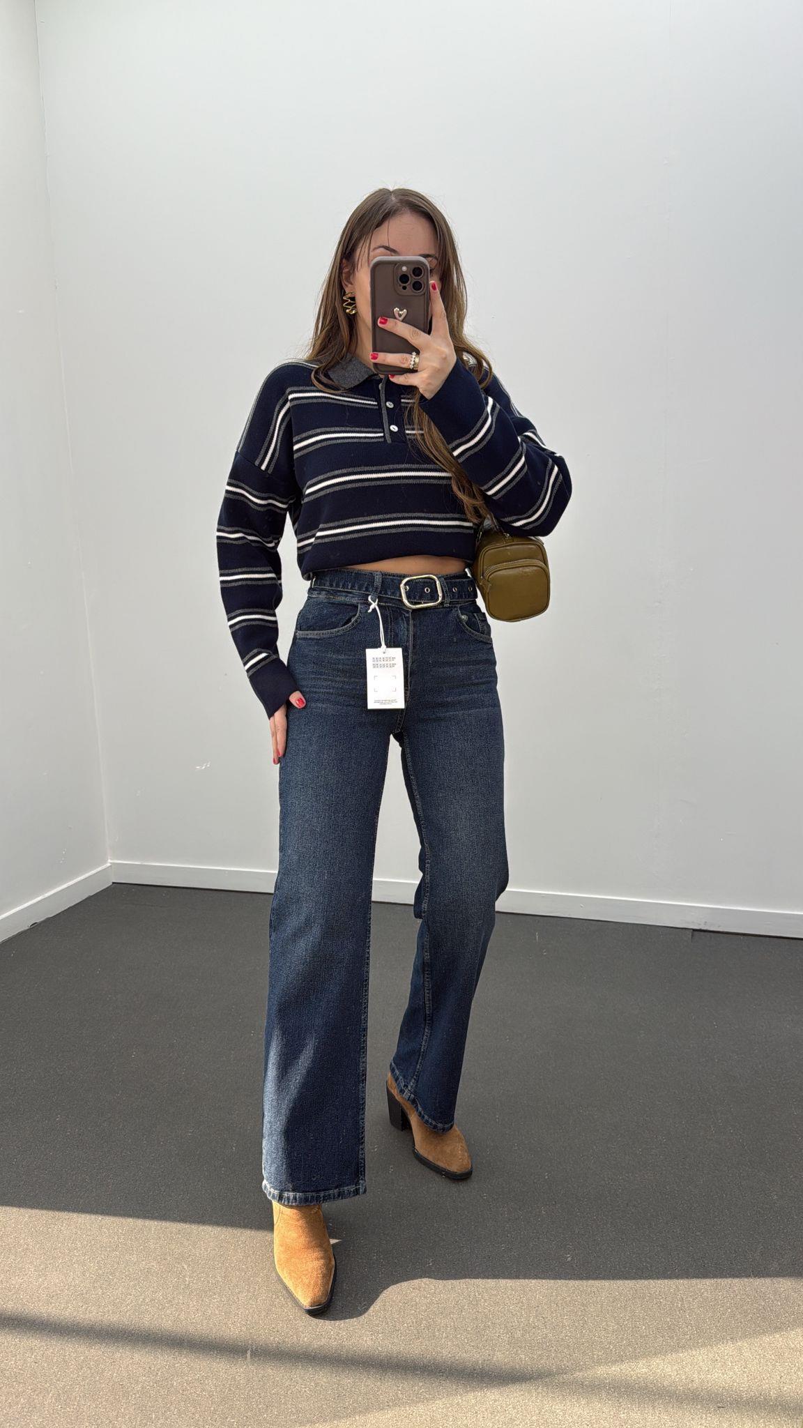 Rico Tint Renk Kemerli Palazzo Jean