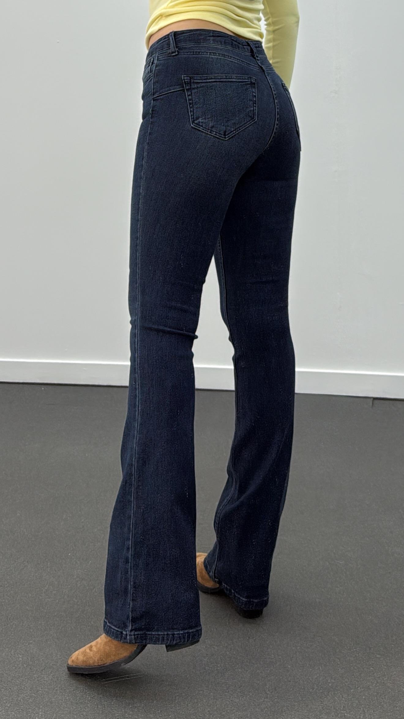 Riote Dark Blue Push Up Toparlayıcı Flare Jeans