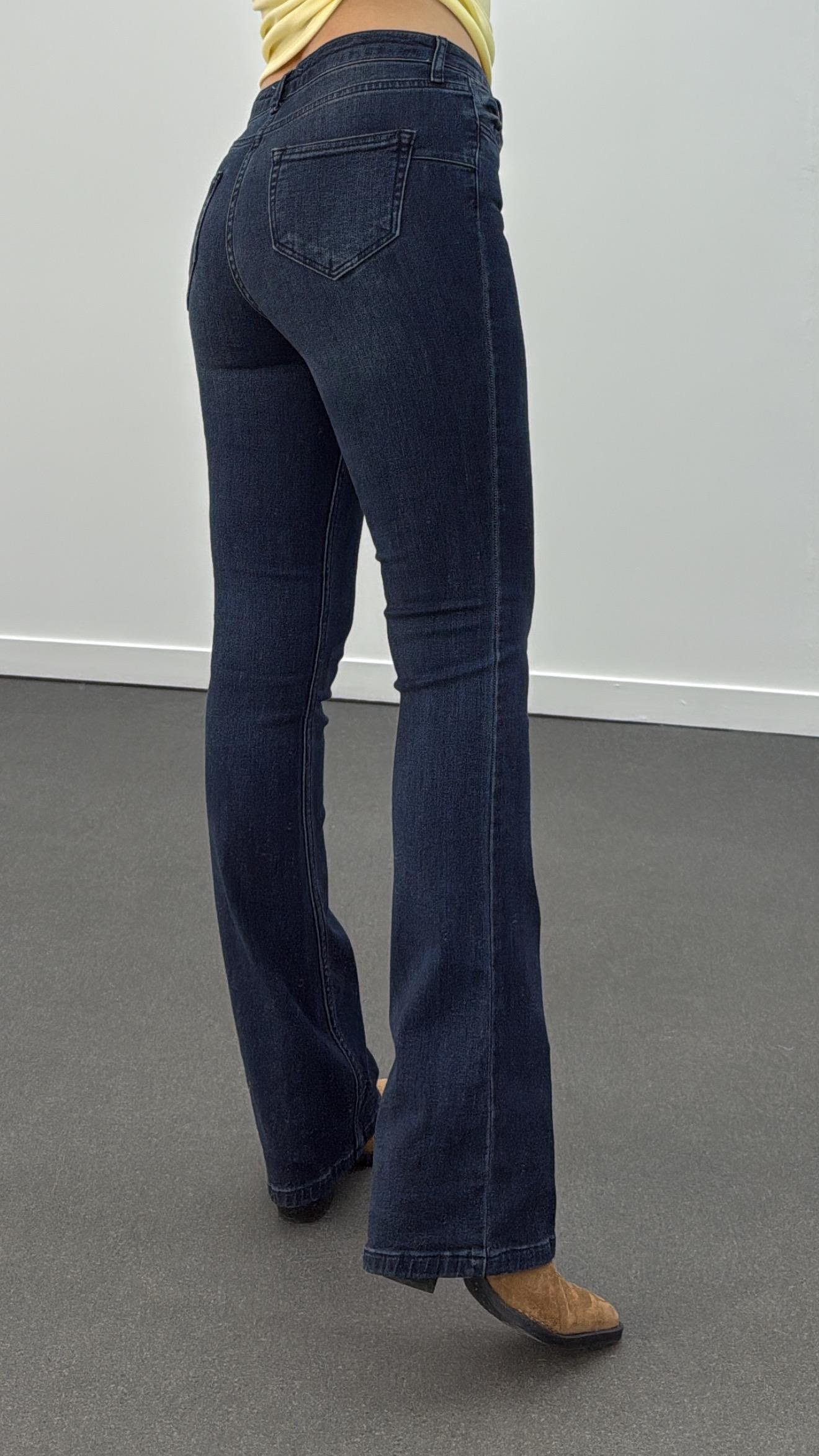 Riote Dark Blue Push Up Toparlayıcı Flare Jeans