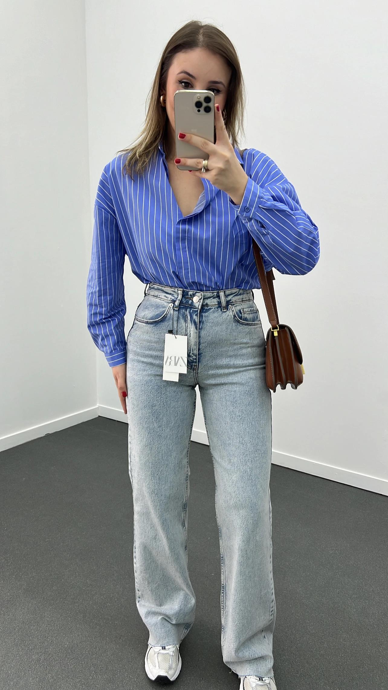Roma Açık Kot Yıkamalı Wide Leg Jeans