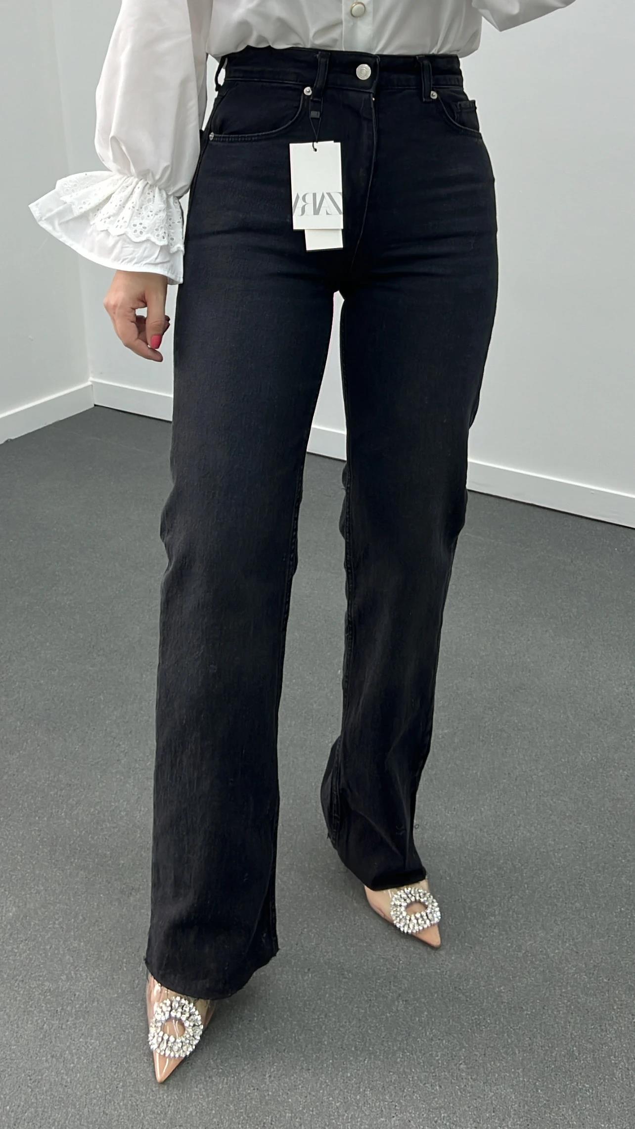 Roma Antrasit Yıkamalı Wide Leg Jeans