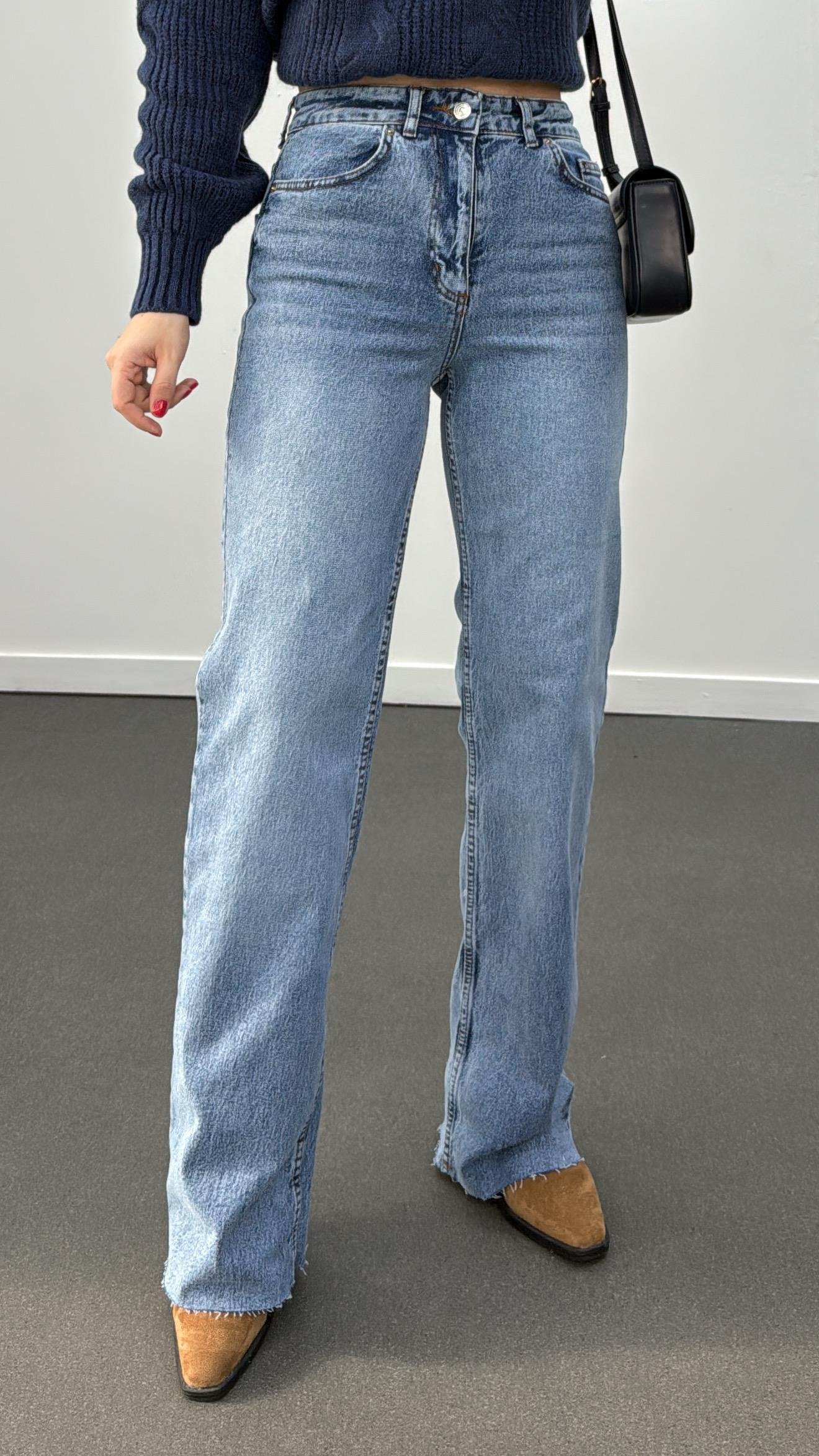 Roma Kot Yıkamalı Wide Leg Jeans