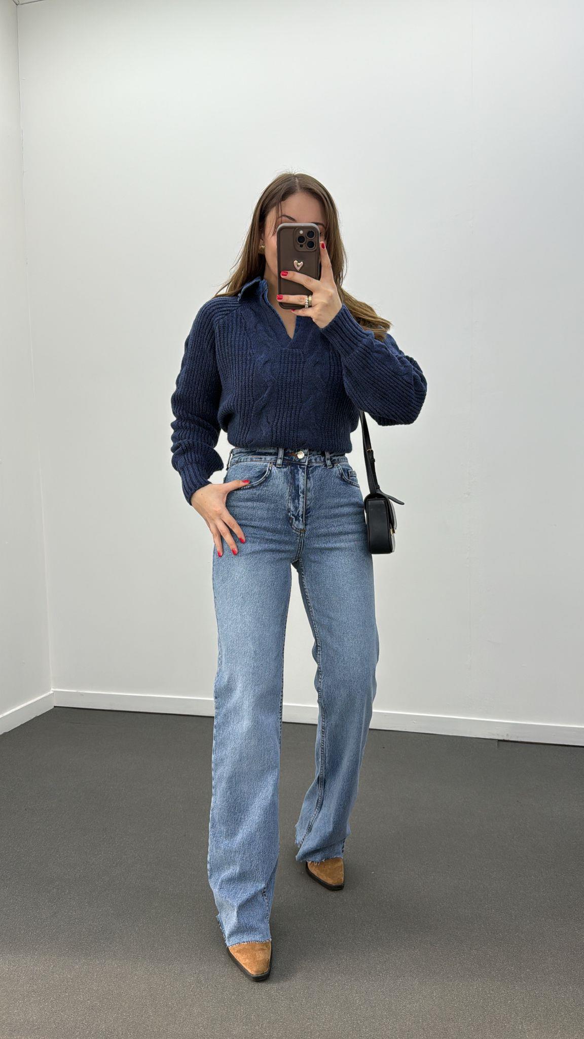Roma Kot Yıkamalı Wide Leg Jeans
