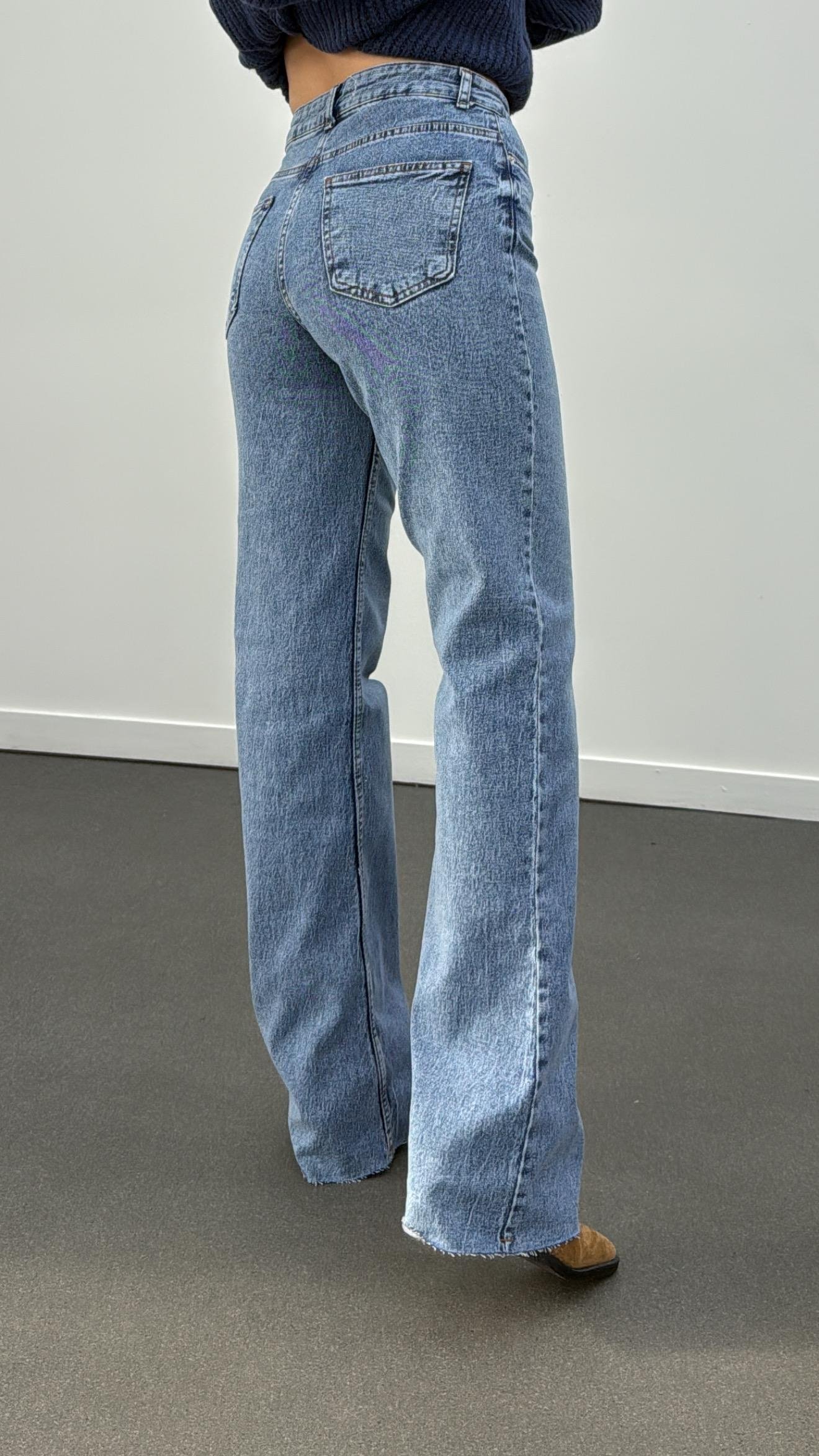 Roma Kot Yıkamalı Wide Leg Jeans