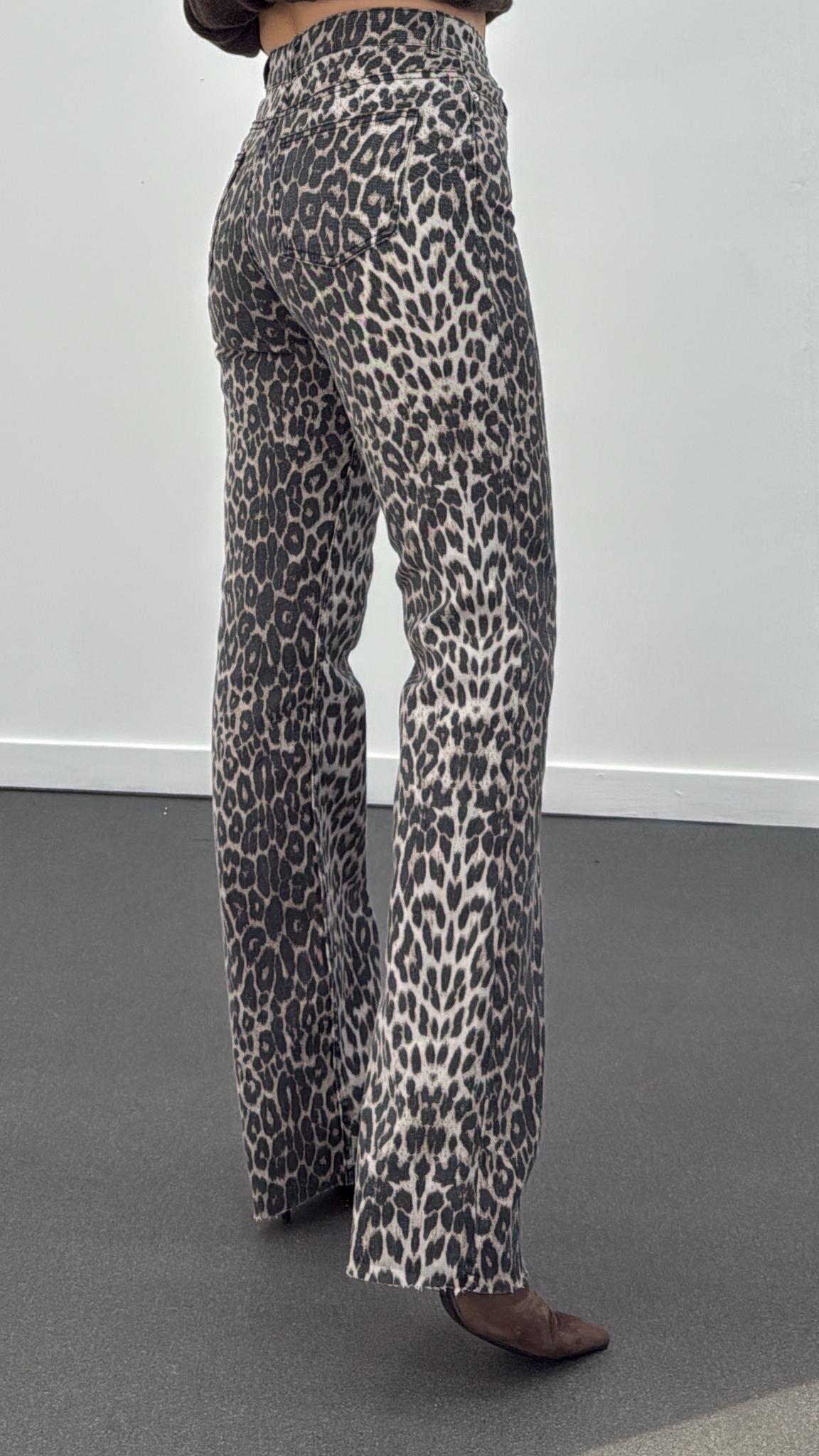 Roma Leopar Desenli Wide Leg Jeans