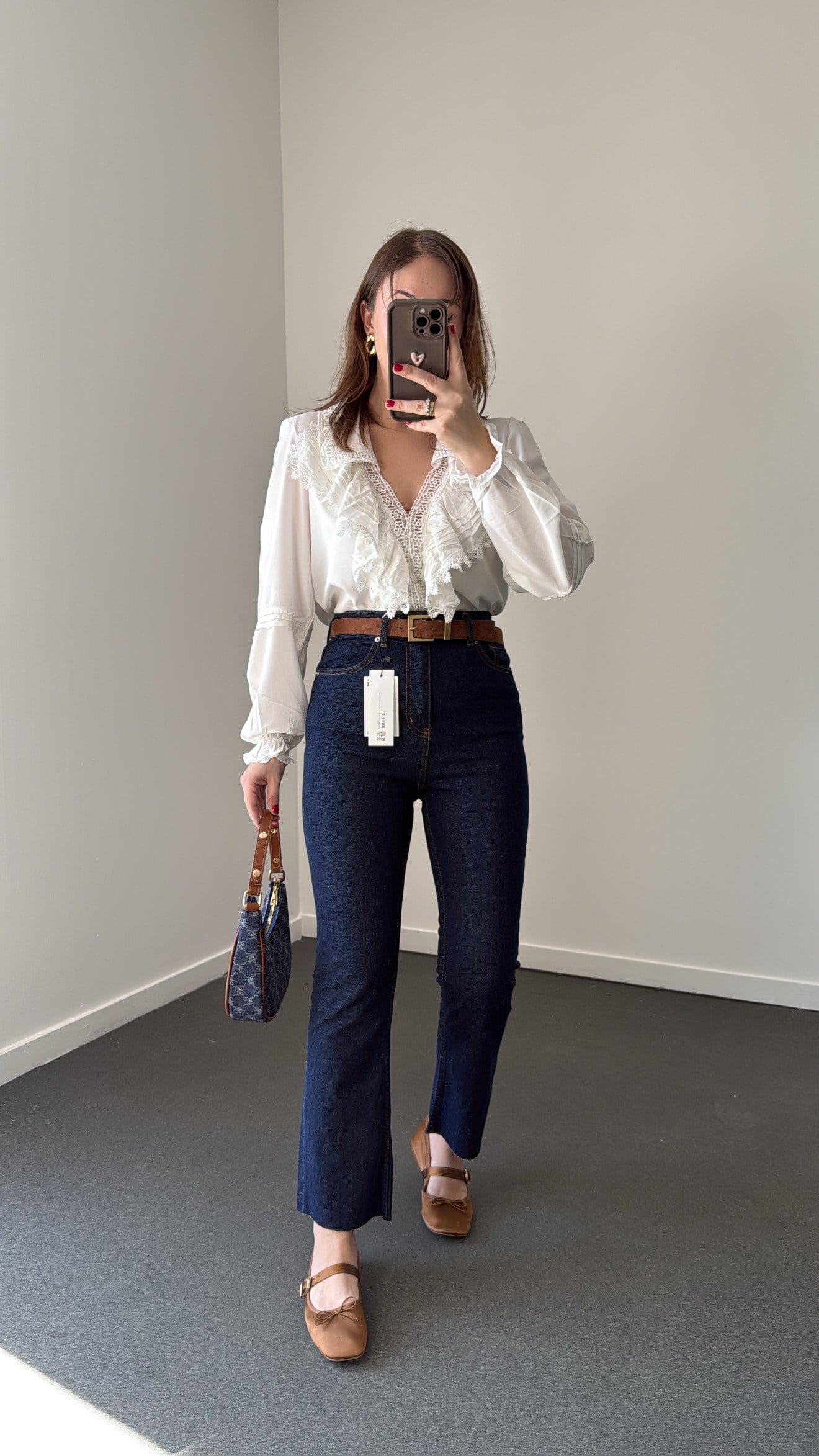 Romeo Lacivert Likralı Crop Flare Jeans