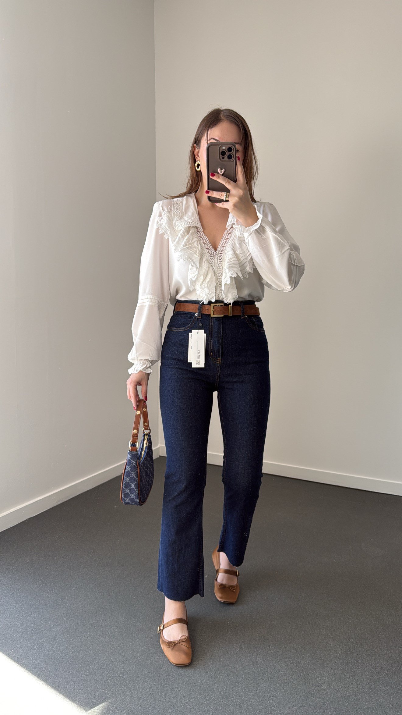 Romeo Lacivert Likralı Crop Flare Jeans