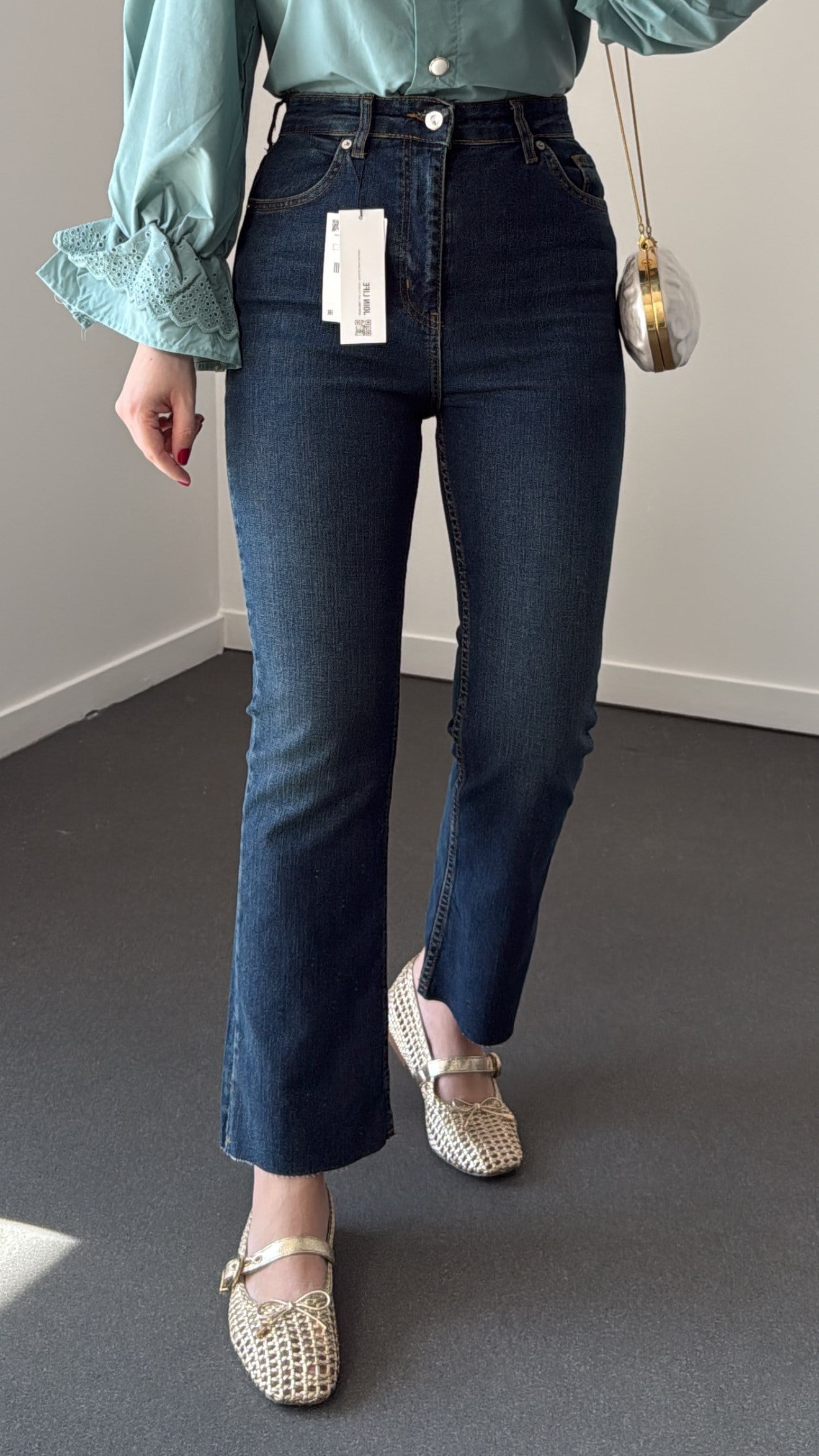 Romeo Tint Yıkamalı Likralı Crop Flare Jeans