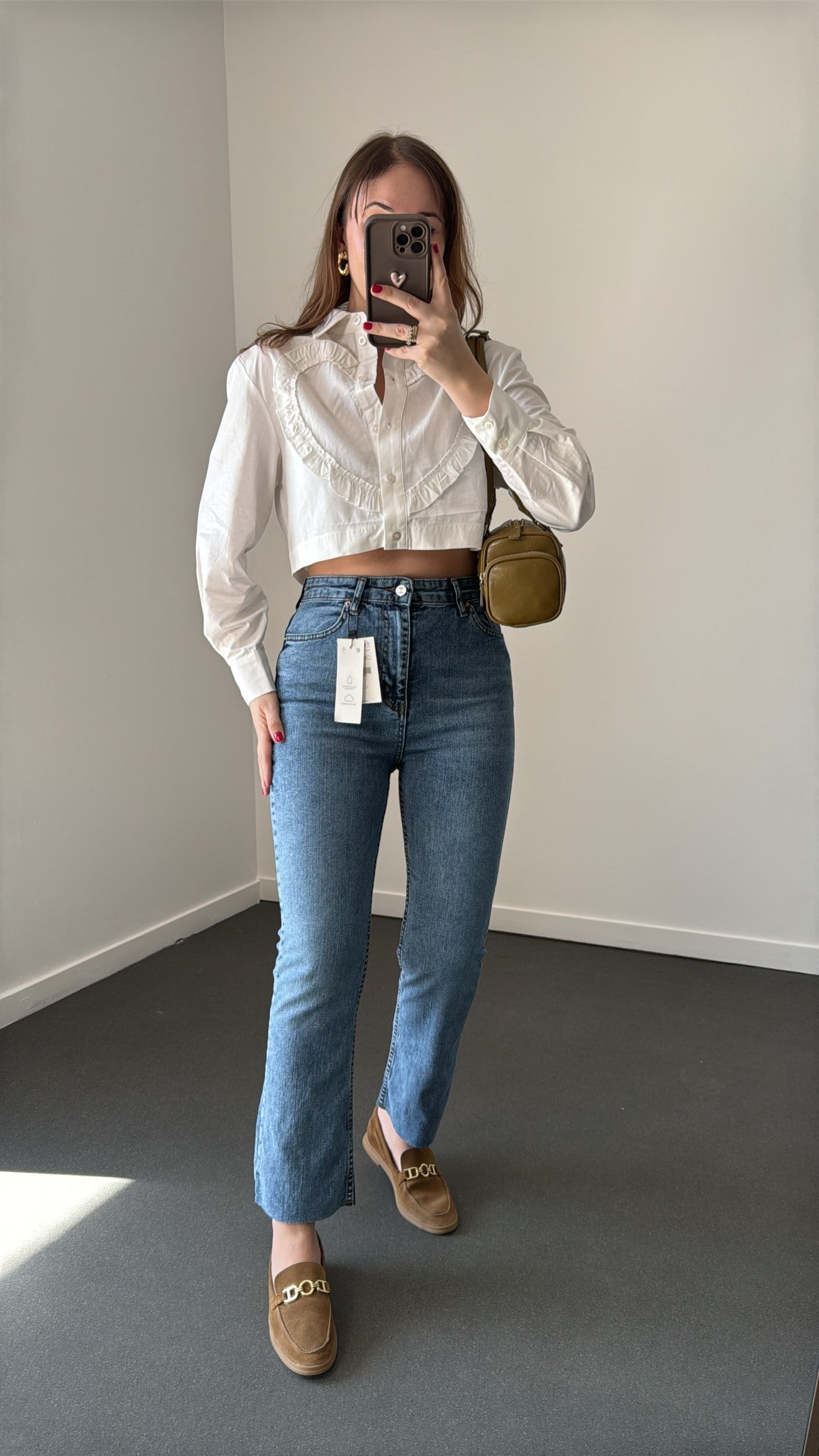 Romeo Yıkamalı Kot Renk Likralı Crop Flare Jeans