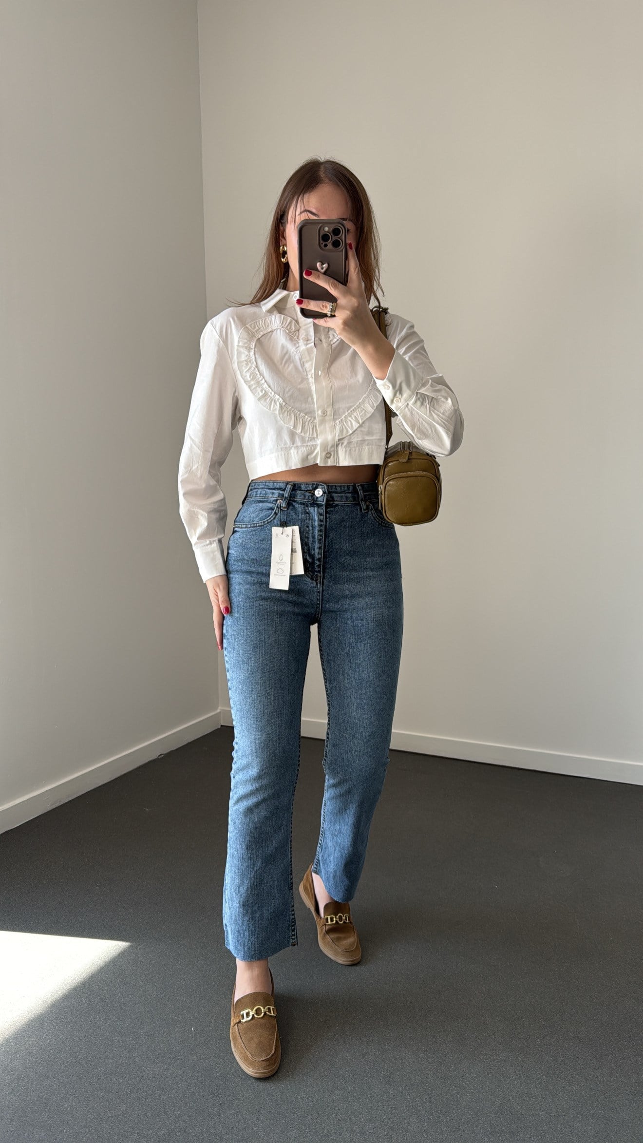 Romeo Yıkamalı Kot Renk Likralı Crop Flare Jeans