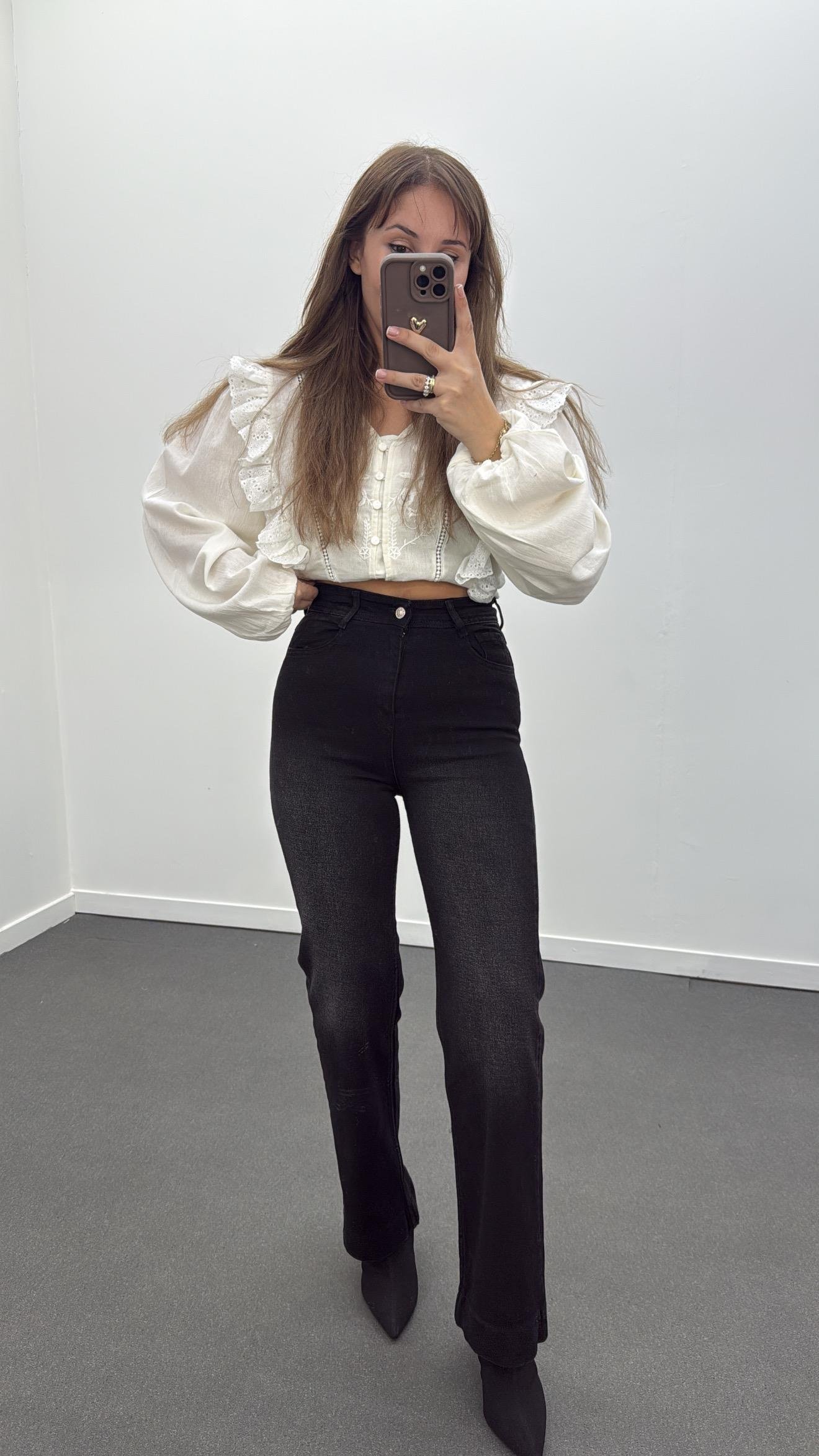 Rotterdam Antrasit Yıkamalı Ultra Yüksek Bel Likralı Jeans