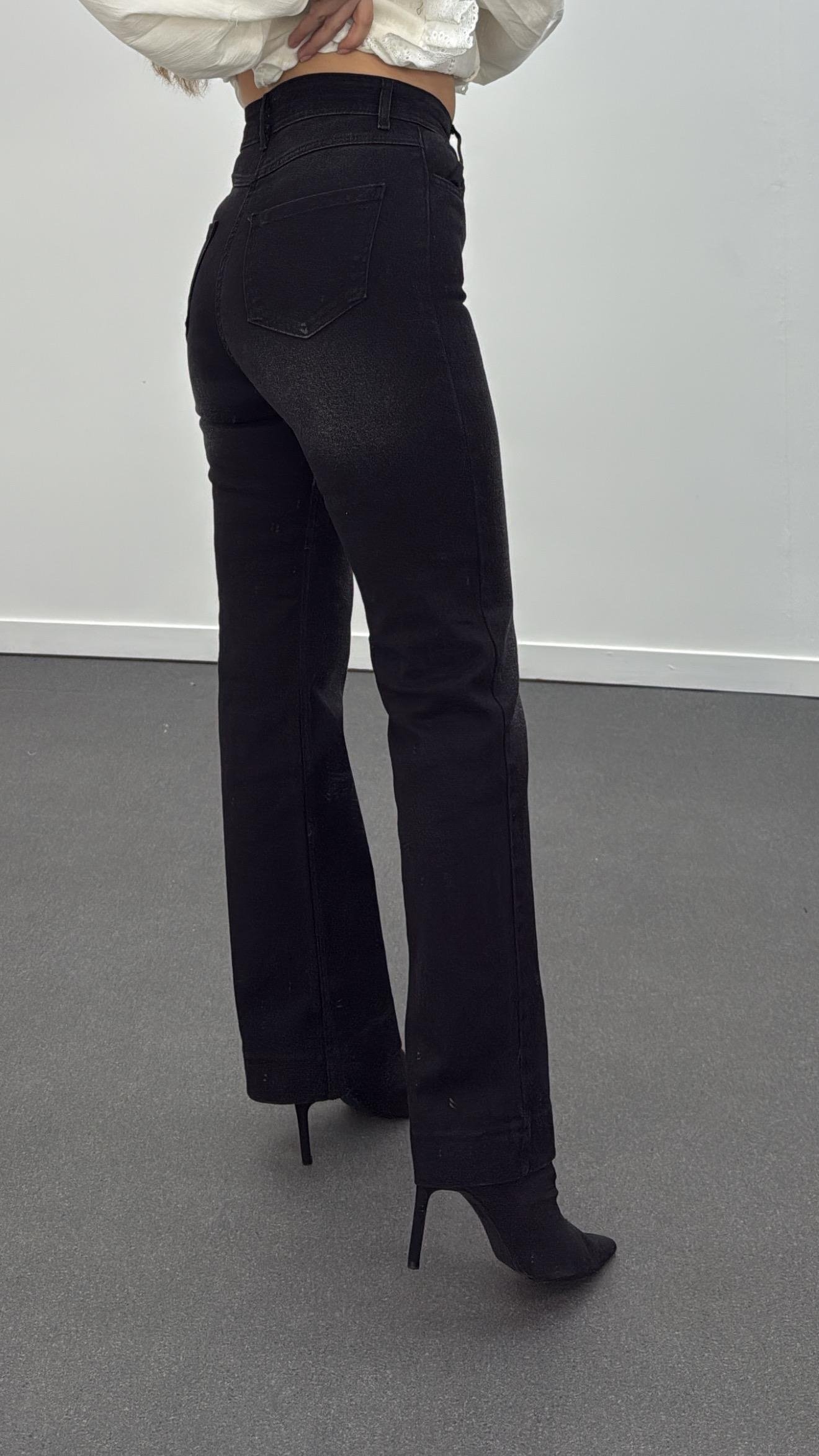 Rotterdam Antrasit Yıkamalı Ultra Yüksek Bel Likralı Jeans