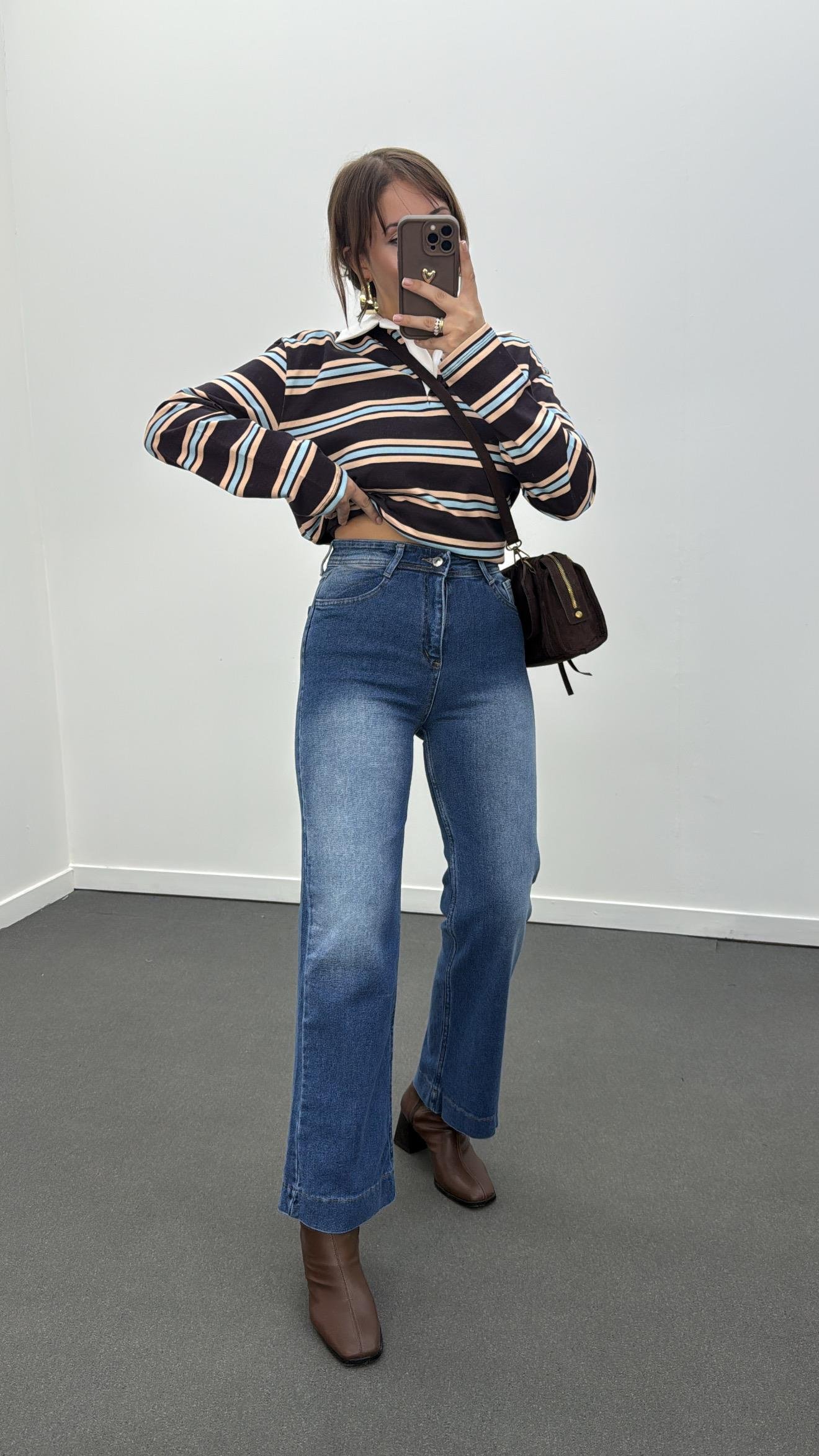 Rotterdam Kot Yıkamalı Ultra Yüksek Bel Likralı Jeans