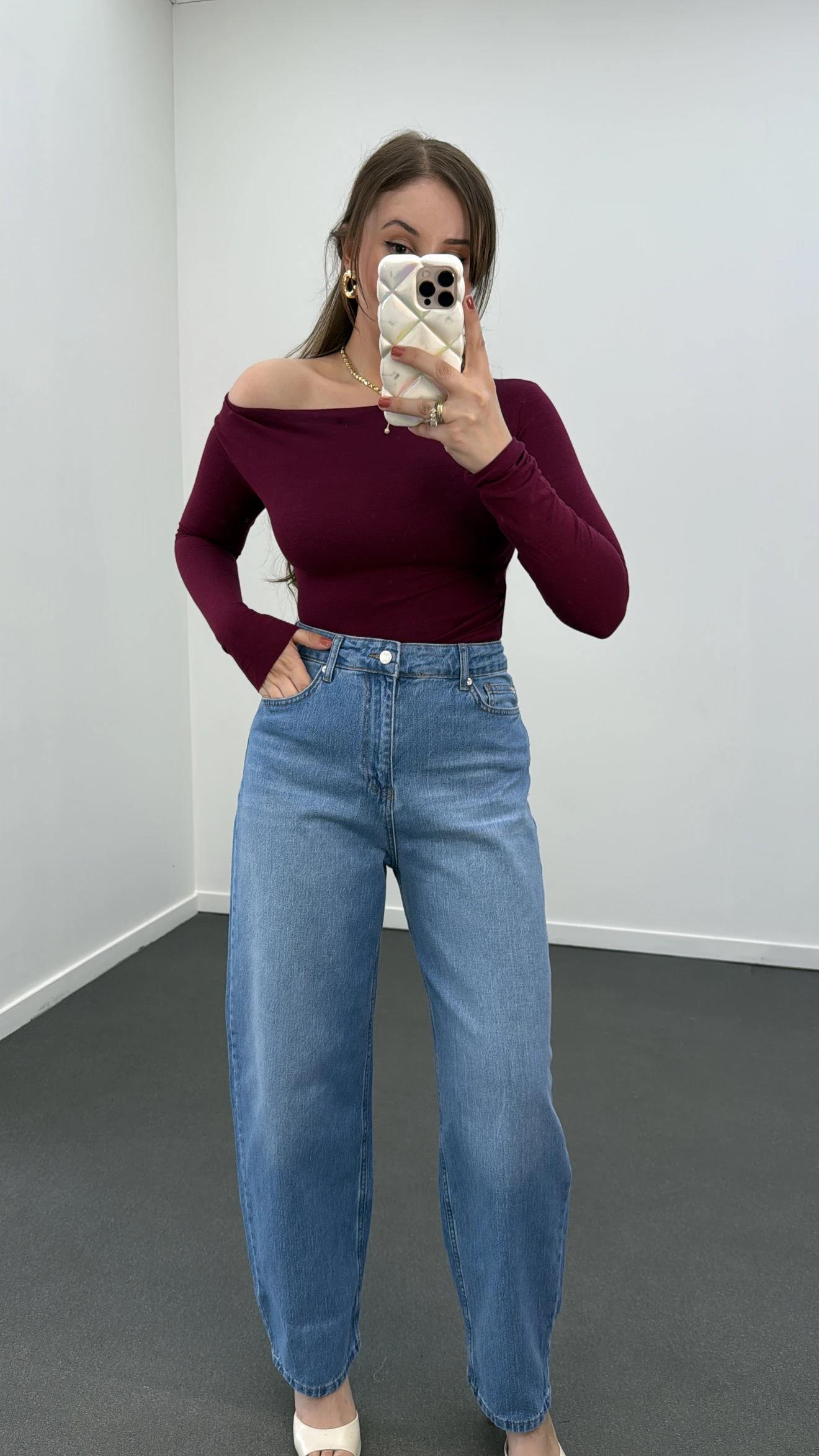 Rulet Açık Kot Yıkama Baloon Fit Jeans