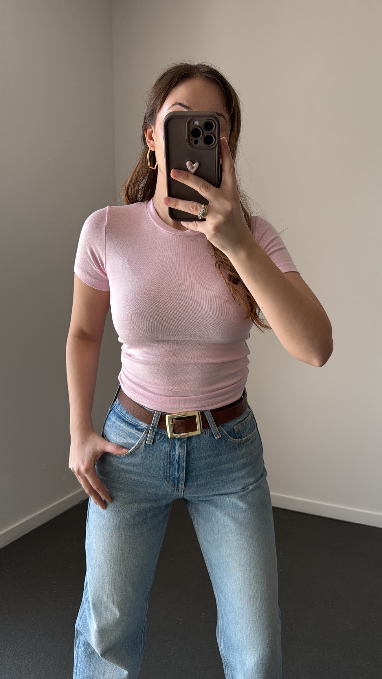 Sahra Pembe Bisiklet Yaka Yumuşak Likralı Body