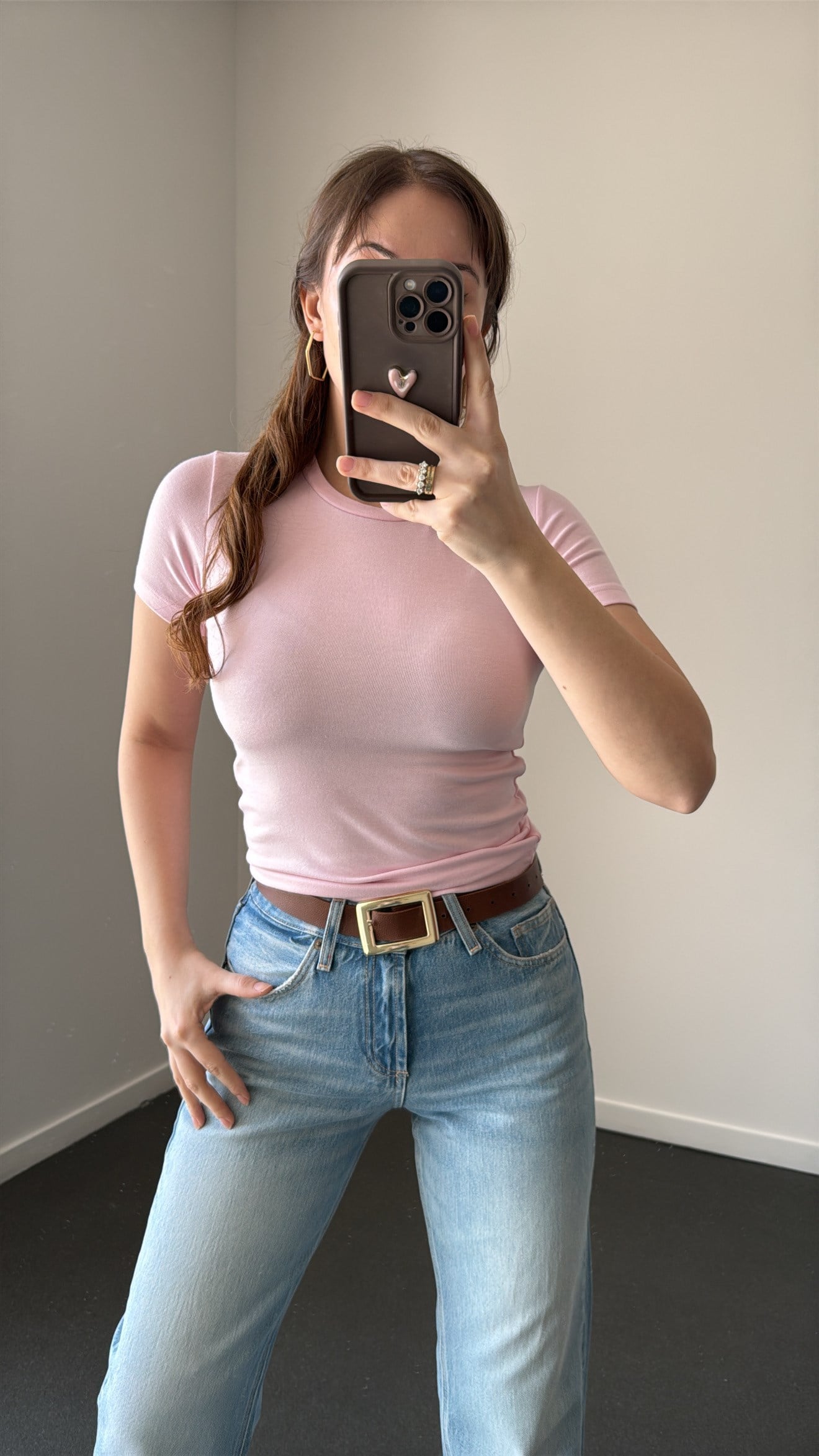 Sahra Pembe Bisiklet Yaka Yumuşak Likralı Body