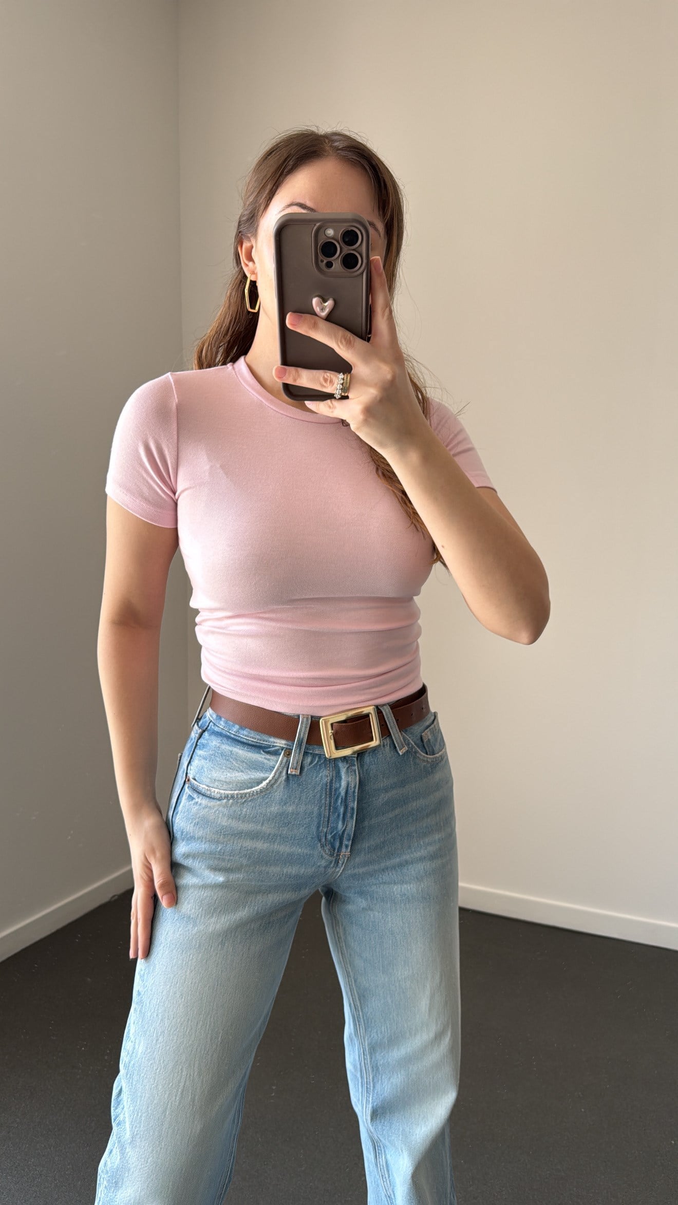 Sahra Pembe Bisiklet Yaka Yumuşak Likralı Body