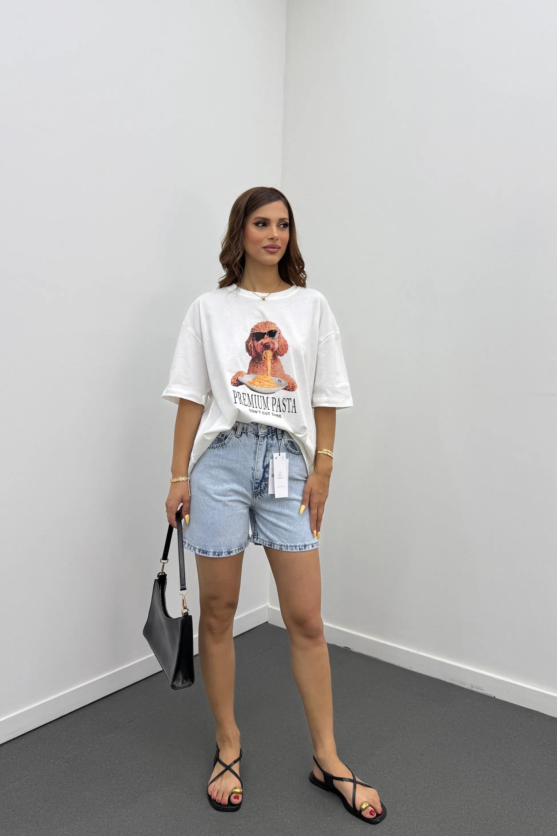 Samira Açık Mavi Yüksek Bel Kot Şort