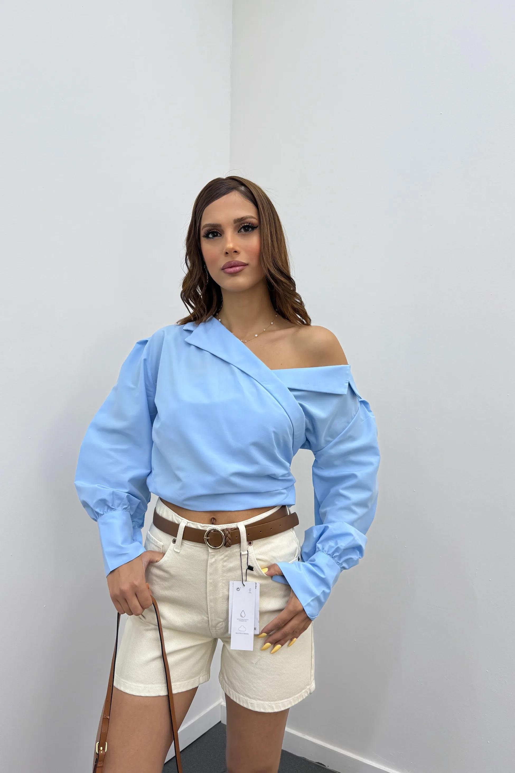 Samira Ekru Yüksel Bel Kot Şort