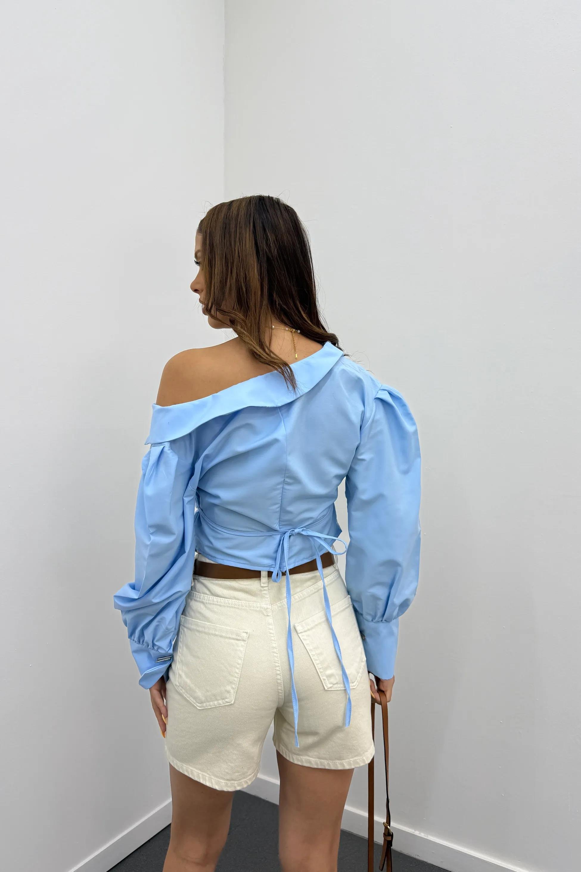 Samira Ekru Yüksel Bel Kot Şort