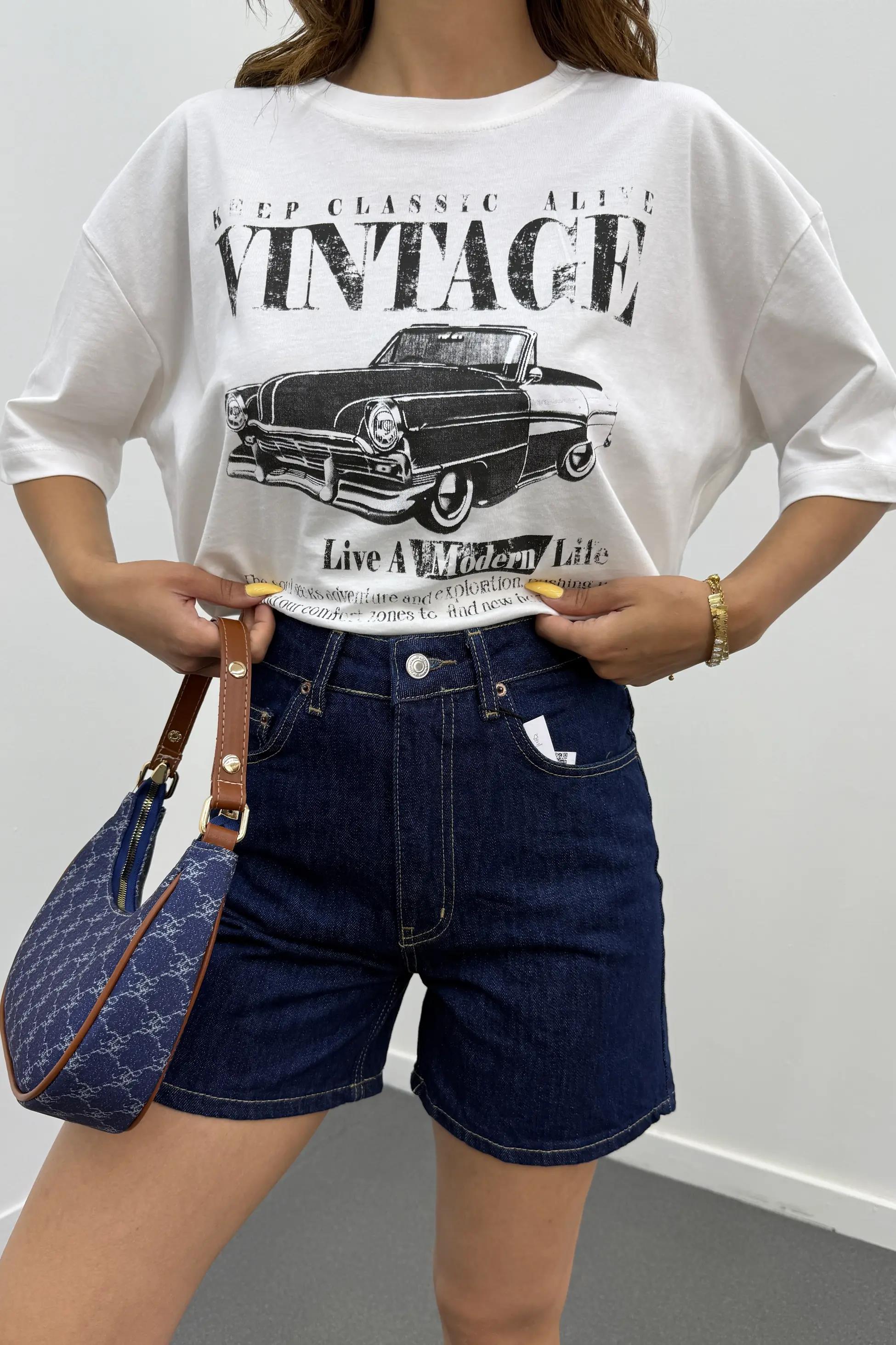 Samira Lacivert Yüksek Bel Kot Şort