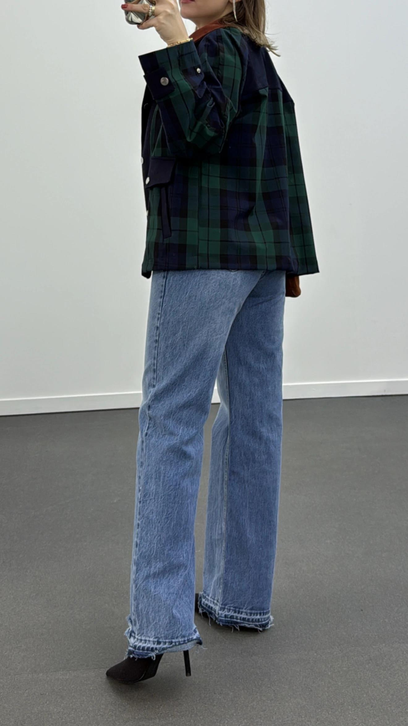 Santos Kot Yıkamalı Straight Wide Leg Jeans