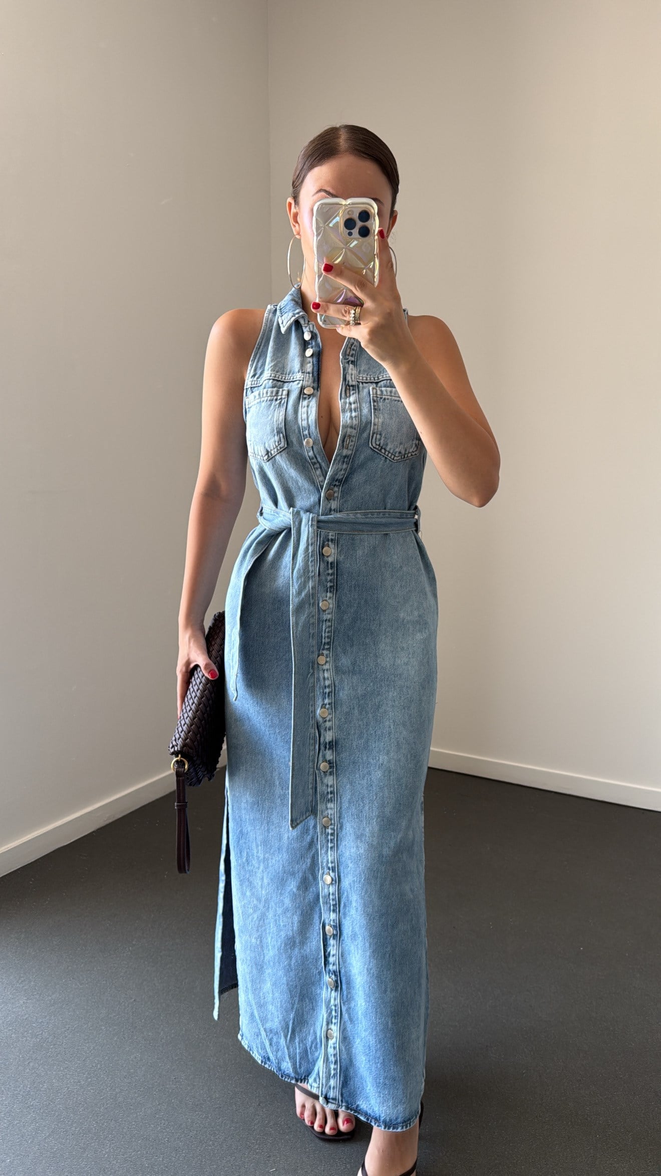 Scarlett Full Düğmeli Maxi Kot Elbise