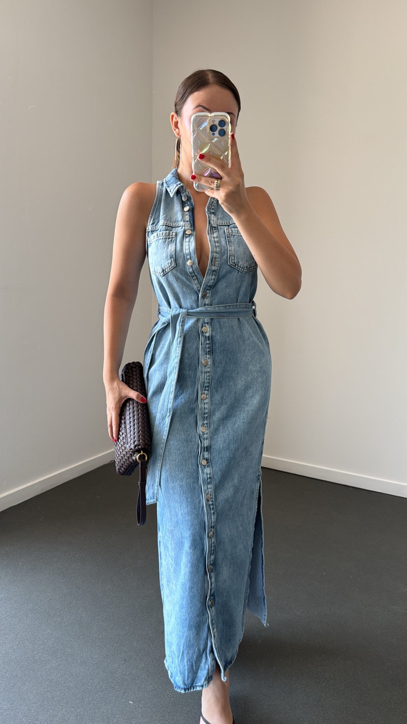 Scarlett Full Düğmeli Maxi Kot Elbise