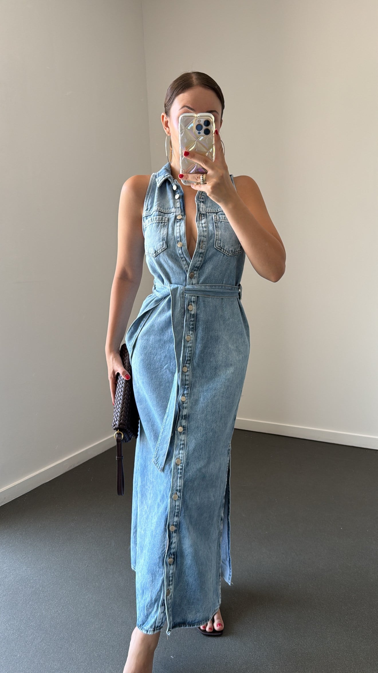 Scarlett Full Düğmeli Maxi Kot Elbise
