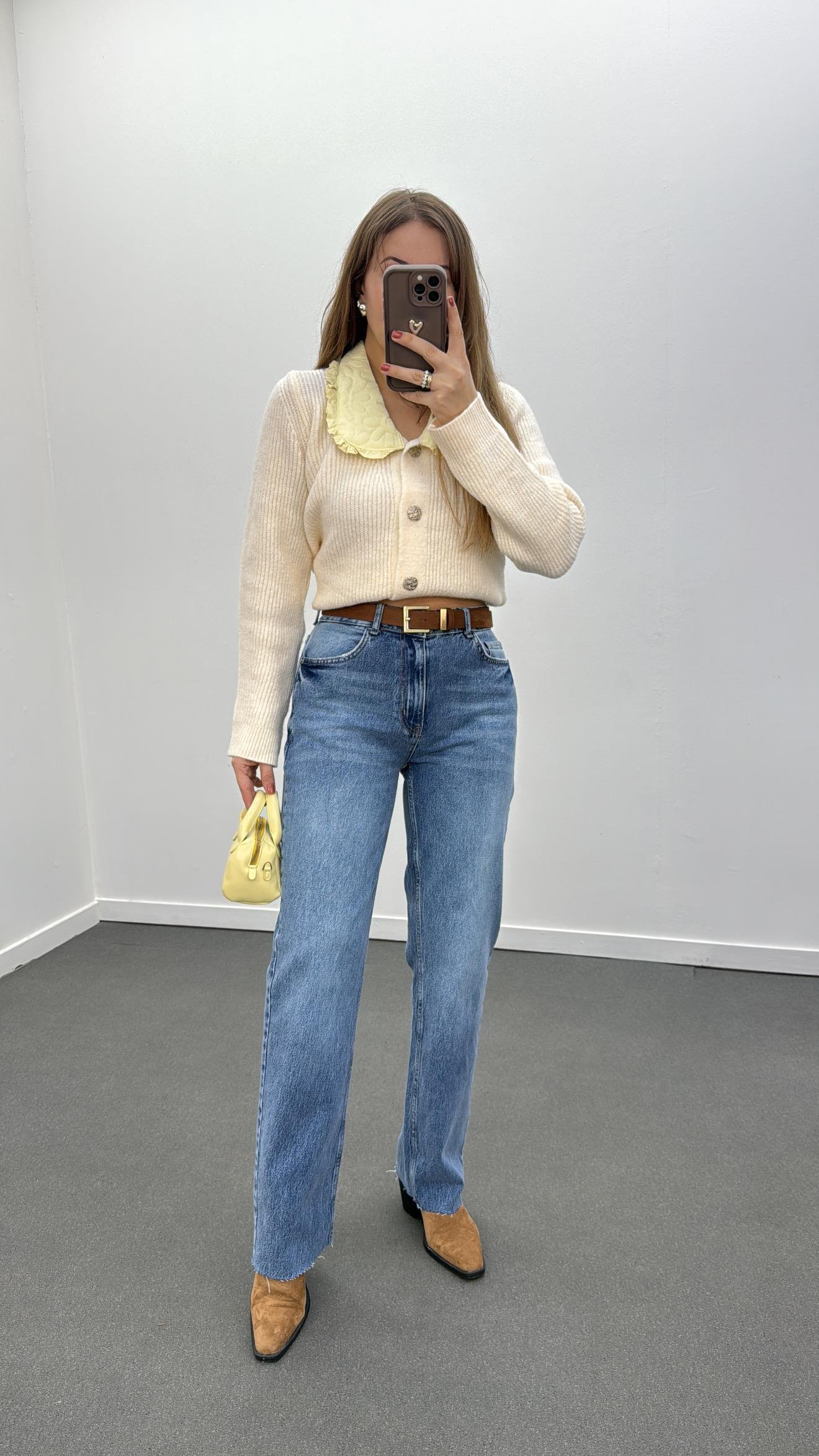 Sedona Kot Yıkamalı Orta Bel Straight Fit Jeans 