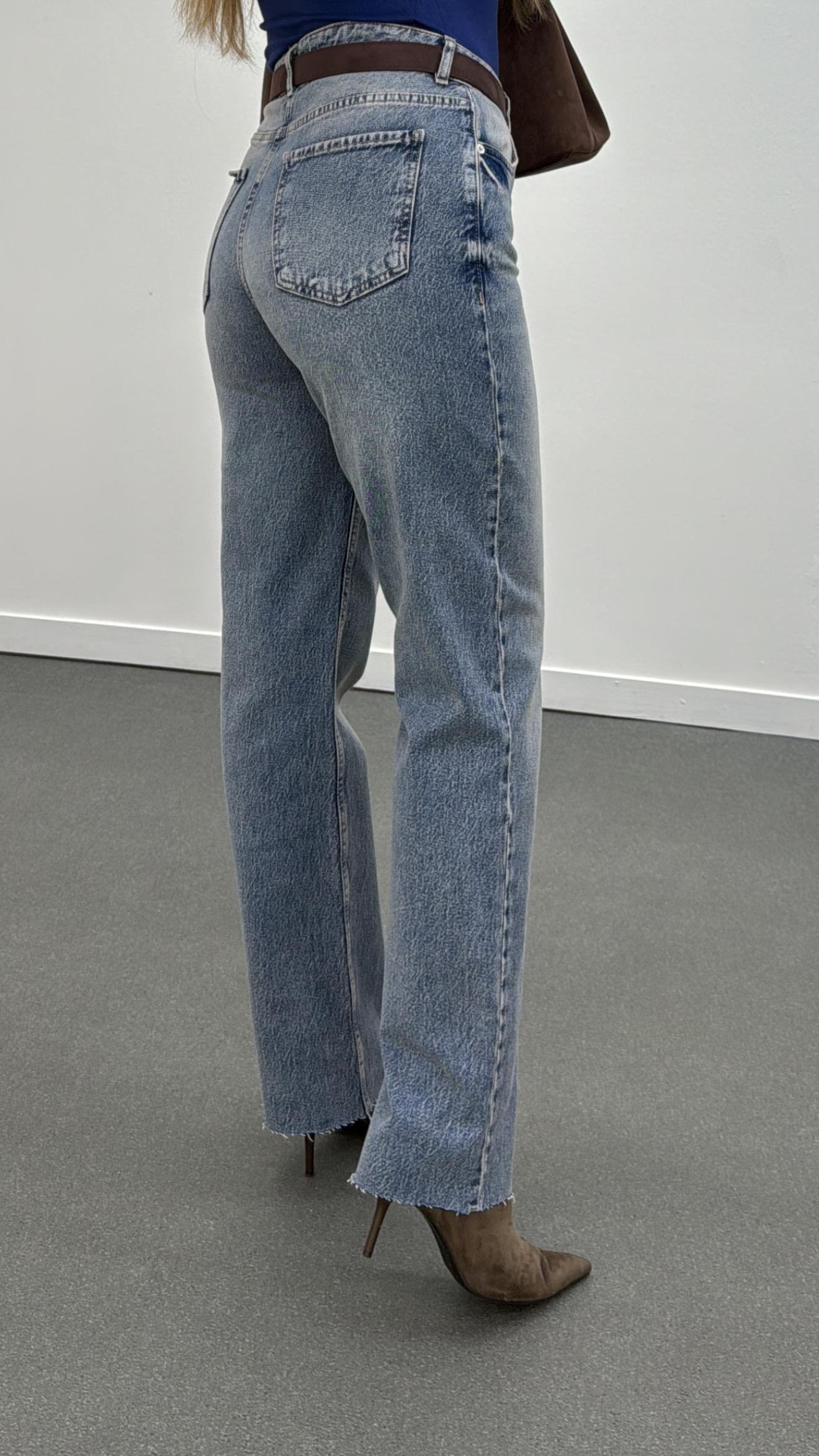 Sedona Tint Yıkamalı Orta Bel Straight Fit Jeans