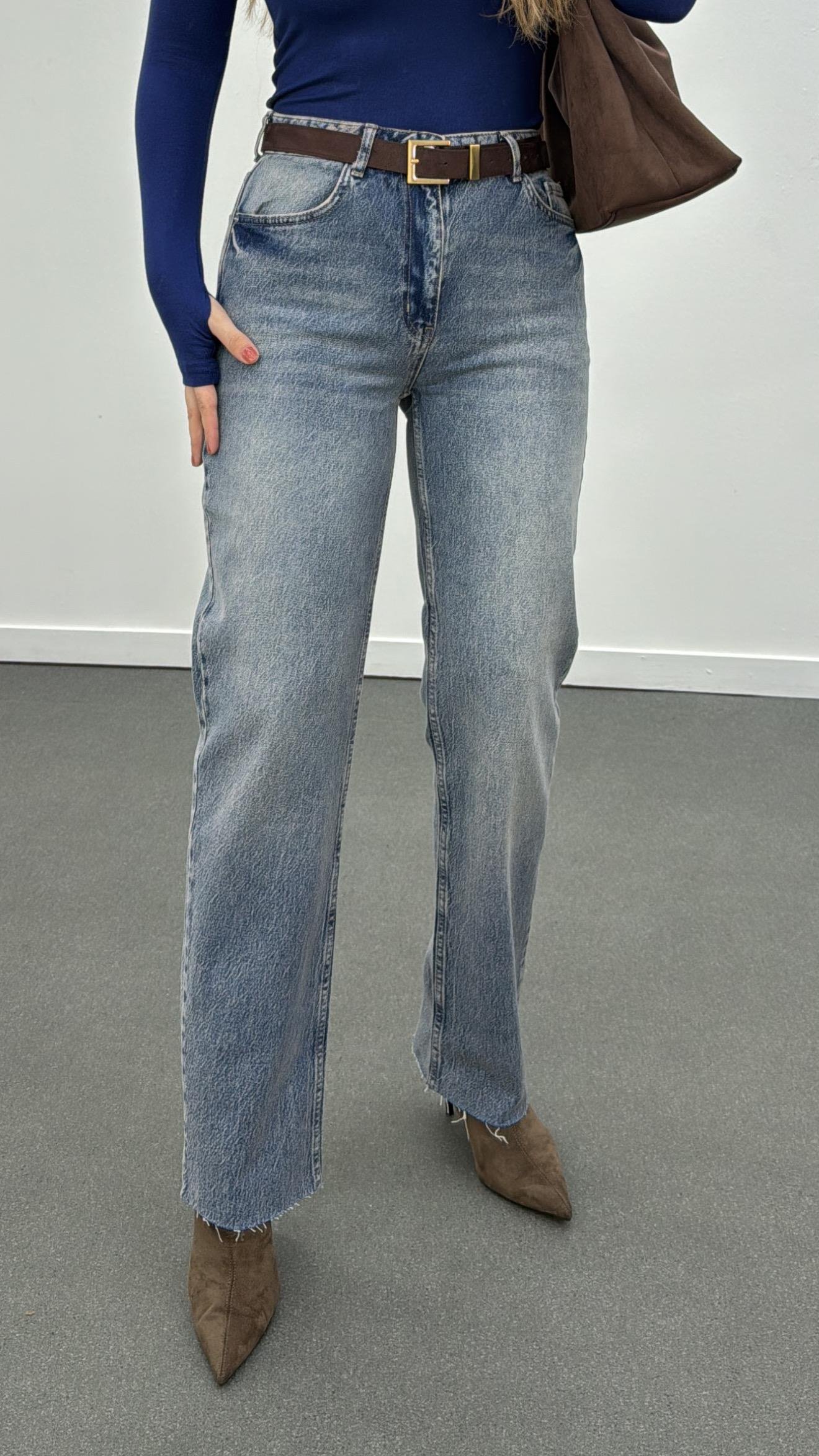 Sedona Tint Yıkamalı Orta Bel Straight Fit Jeans