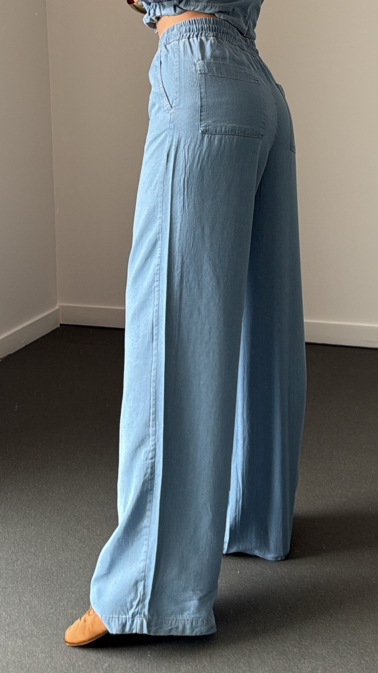 Serena Beli Lastikli Tencel Denim Pantolon