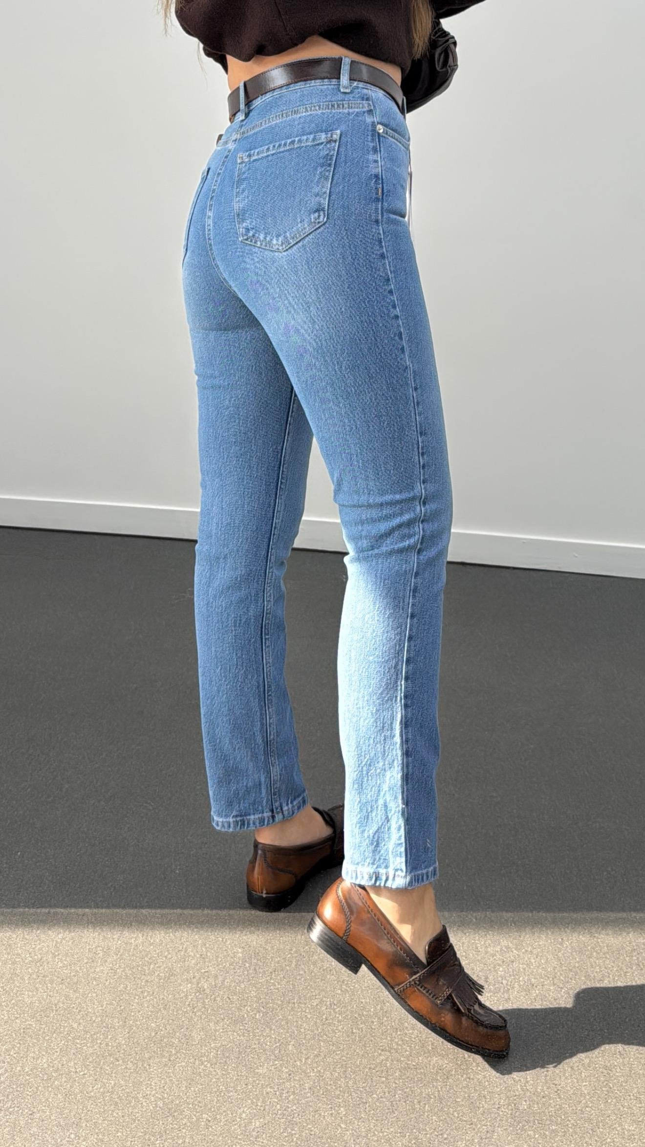 Seul Açık Kot Süper Yüksek Bel Boyfit Jeans